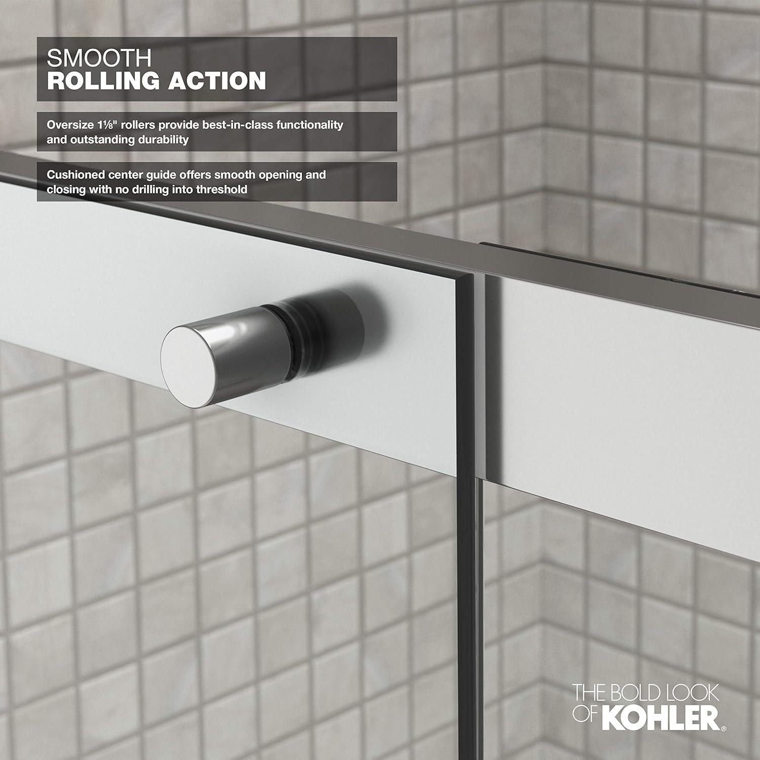 Elate Sliding Shower Door, 70-1/2-In H X 56-1/4 - 59-5/8-In W, With 1/4-In Thick Crystal Clear Glass