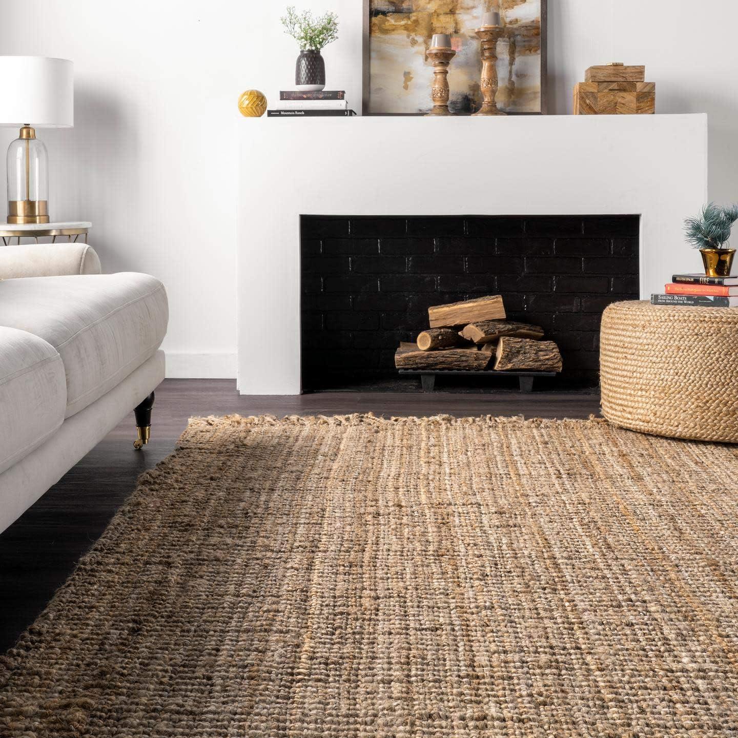 Coiled Weave Handmade Beige Jute 6' x 9' Area Rug