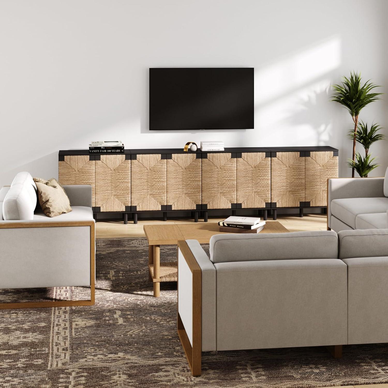 Shellie Solid Wood 2 - Door Accent Cabinet Set or TV Stand