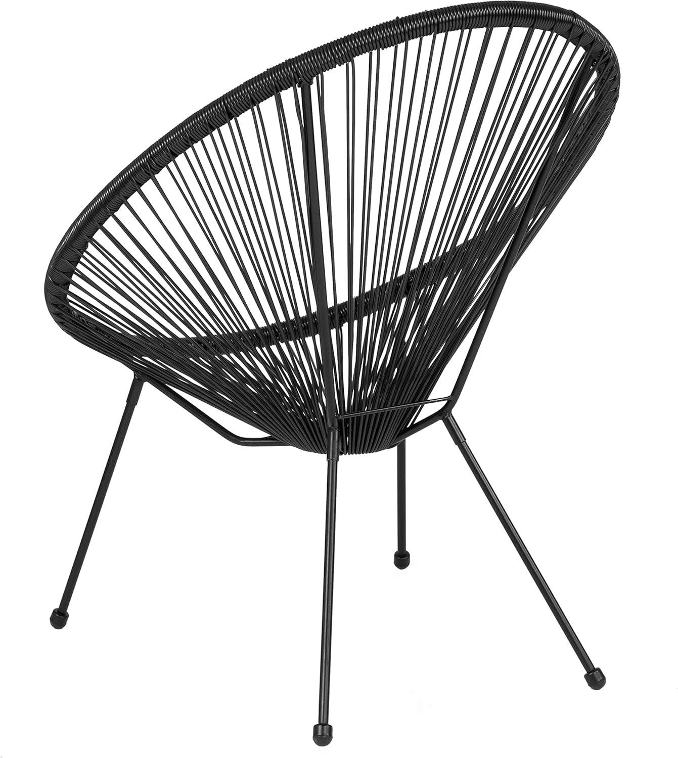 Black Woven Basket Papasan Bungee Lounge Chair