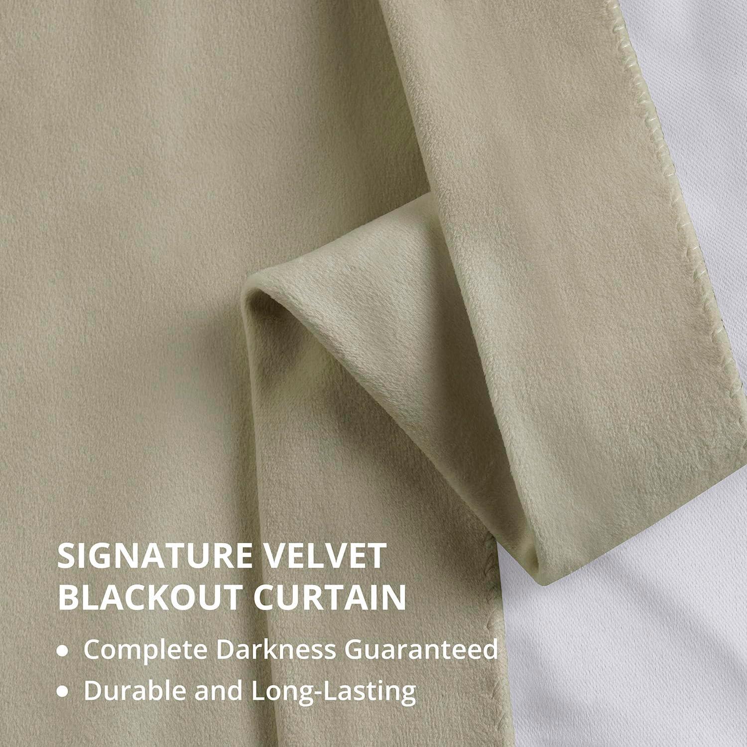 Exclusive Fabrics  Signature Pleated Blackout Velvet Curtain (1 Panel) Cool Beige 25 X 84 84 Inches