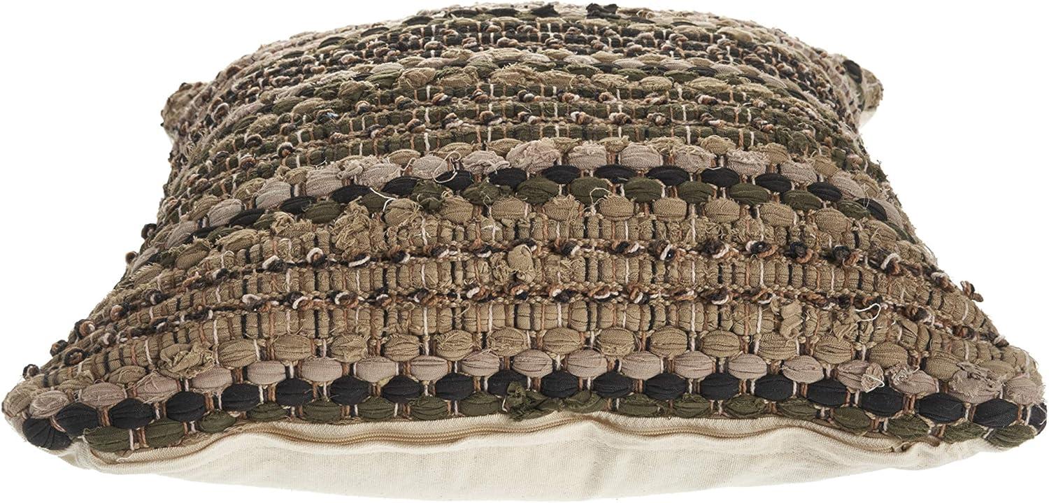 Ox Bay Drew 18" x 18" Beige/Brown Striped Cotton Blend Adult Decorative Throw Pillow Cover