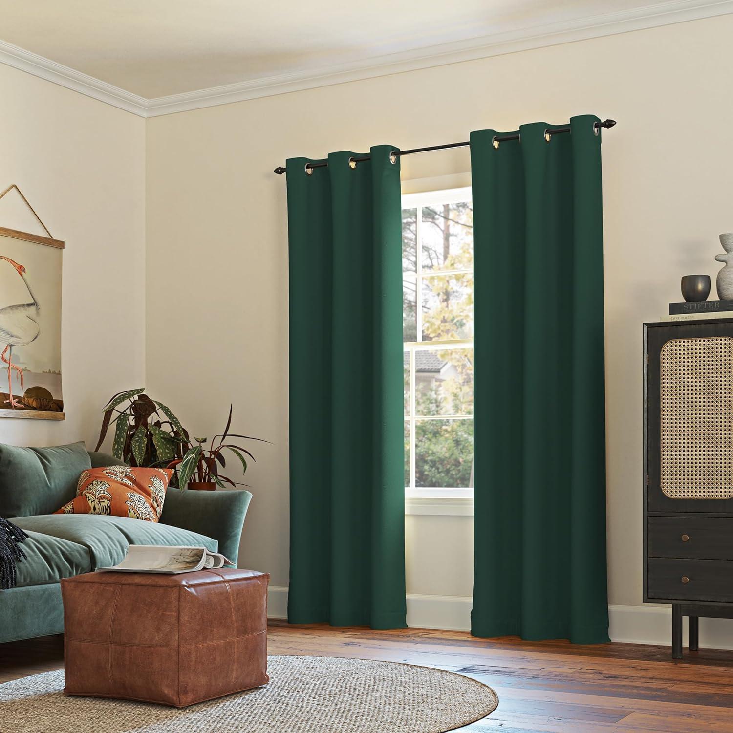 40"x95" Sun Zero Blackout Kenneth Energy Saving Grommet Curtain Panel Evergreen: Modern, Thermal Insulated, Noise Reduction