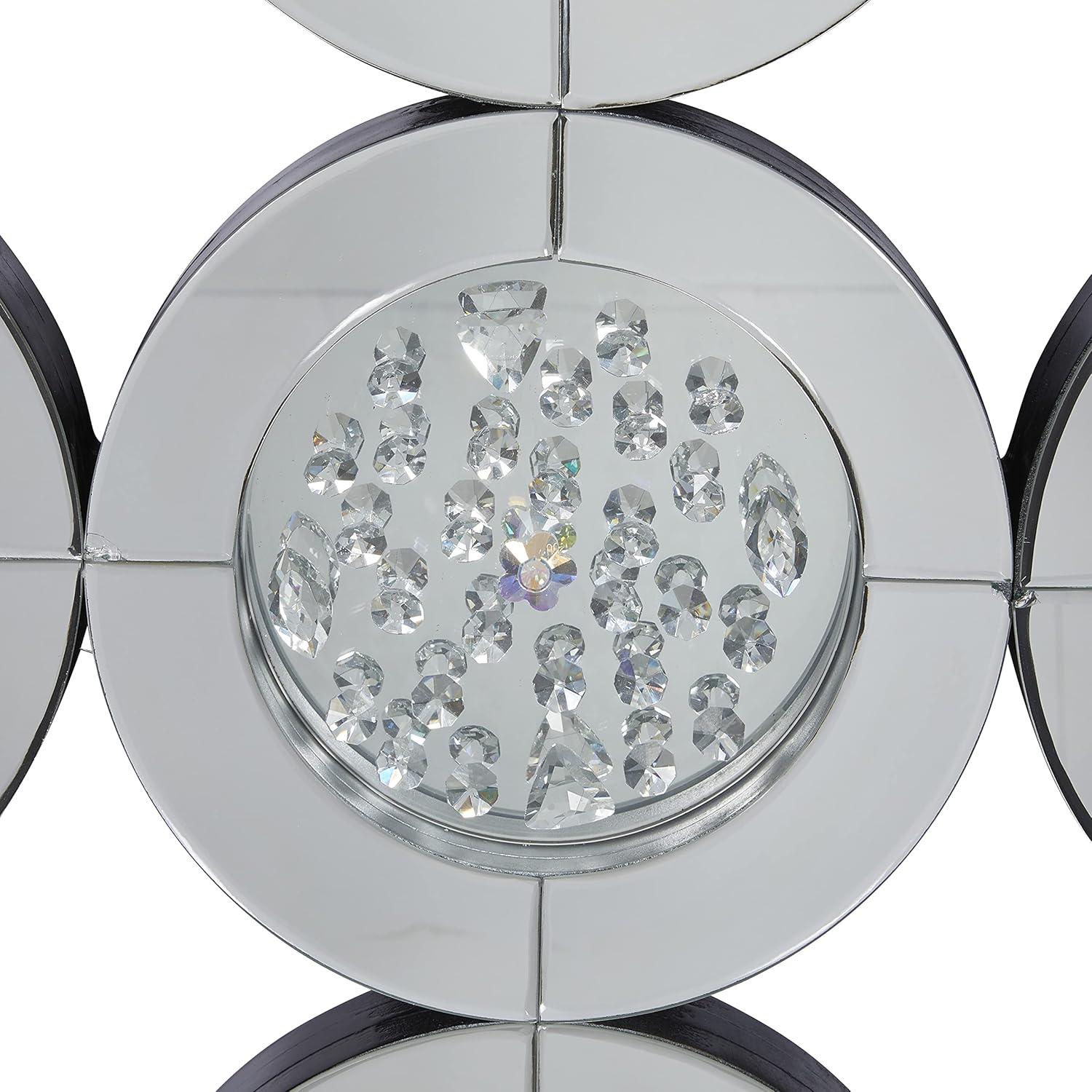 DecMode 39" x 29" Silver Wall Mirror with Floating Crystals