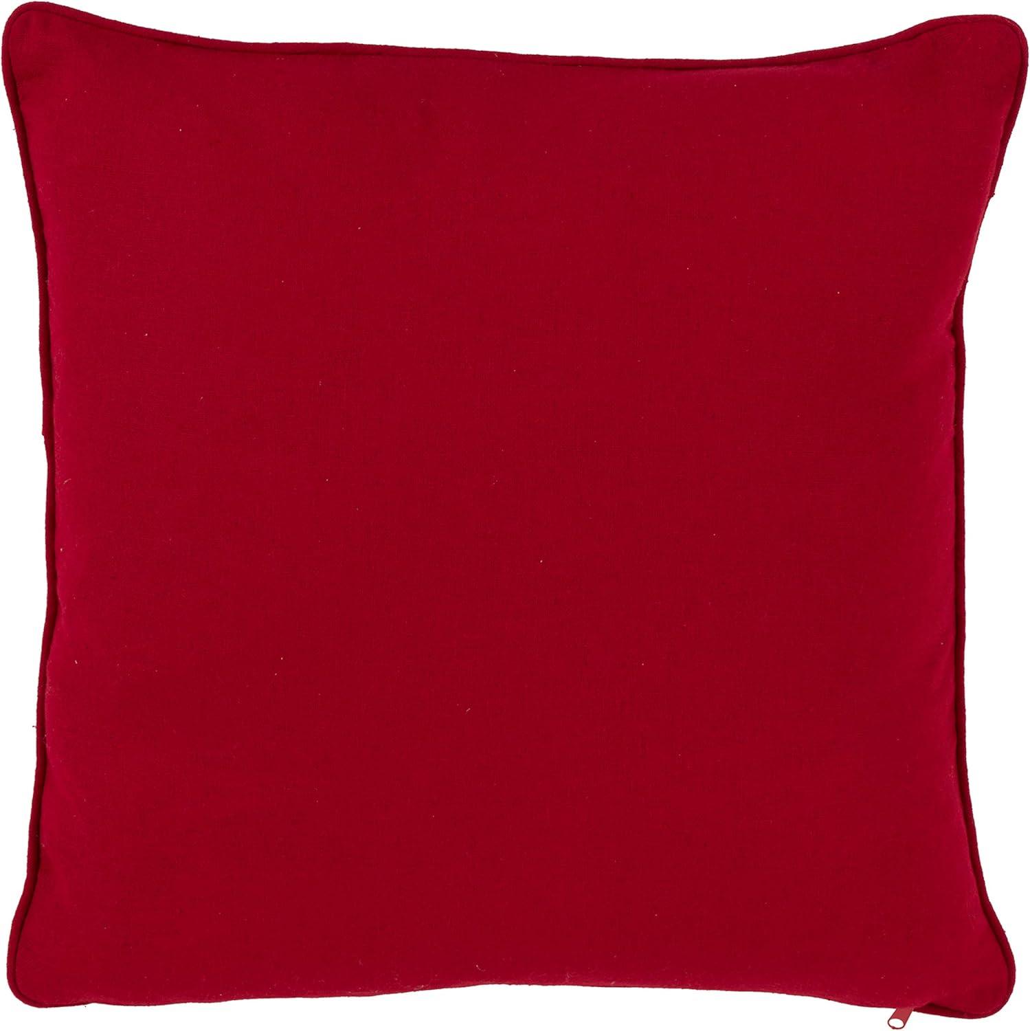 16"x16" Snowflake Poly Blend Down-Filled Square Throw Pillow Red - Saro Lifestyle: Indoor Decorative Cushion, Zippered