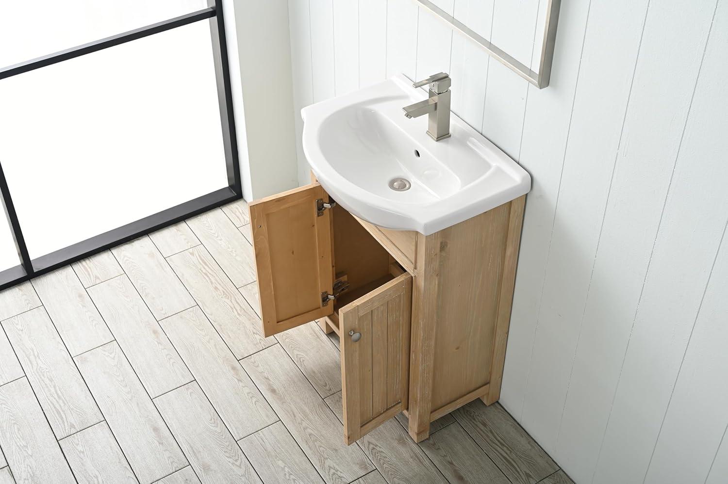 Design Element Marian 24" Single Sink Bath Vanity in Oak with Porcelain Top