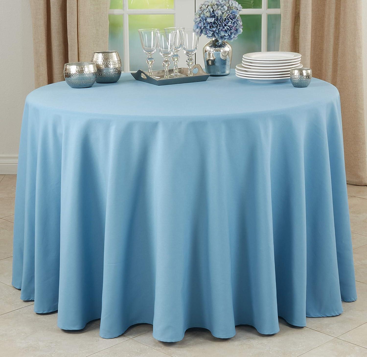 Aqua Round Fabric 72" Everyday Tablecloth