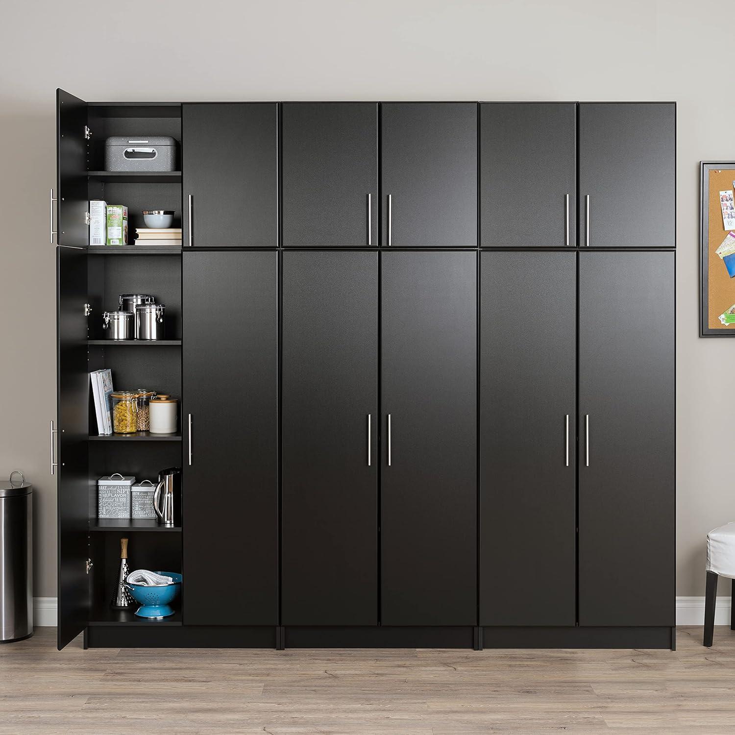 Elite 96" Black Laminated Composite Wood Storage Cabinet Set