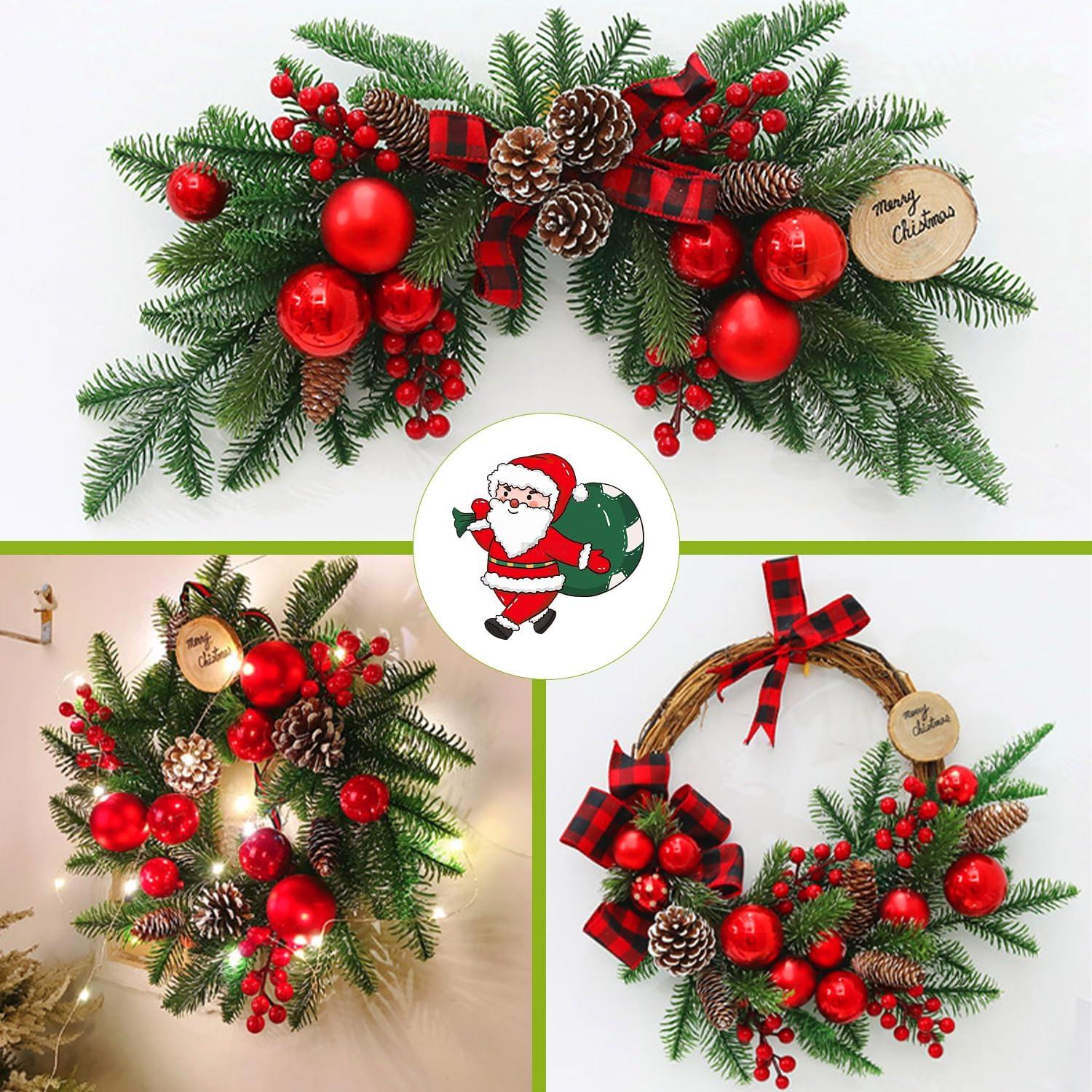 50 Pcs Artificial Pine Branches Christmas Pine Needles Green Plants Fake Greenery Pine Picks Christmas Decorations for DIY Garland Wreath Xmas Embellishing and Home Garden Decoration