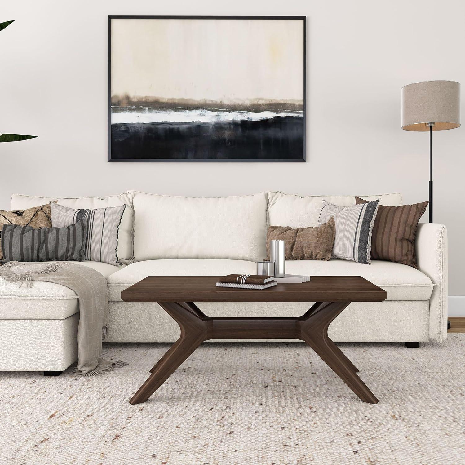 Plank+Beam Solid Wood Cross Leg Rectangular Coffee Table, 40" Coffee Table for Living Room, Walnut