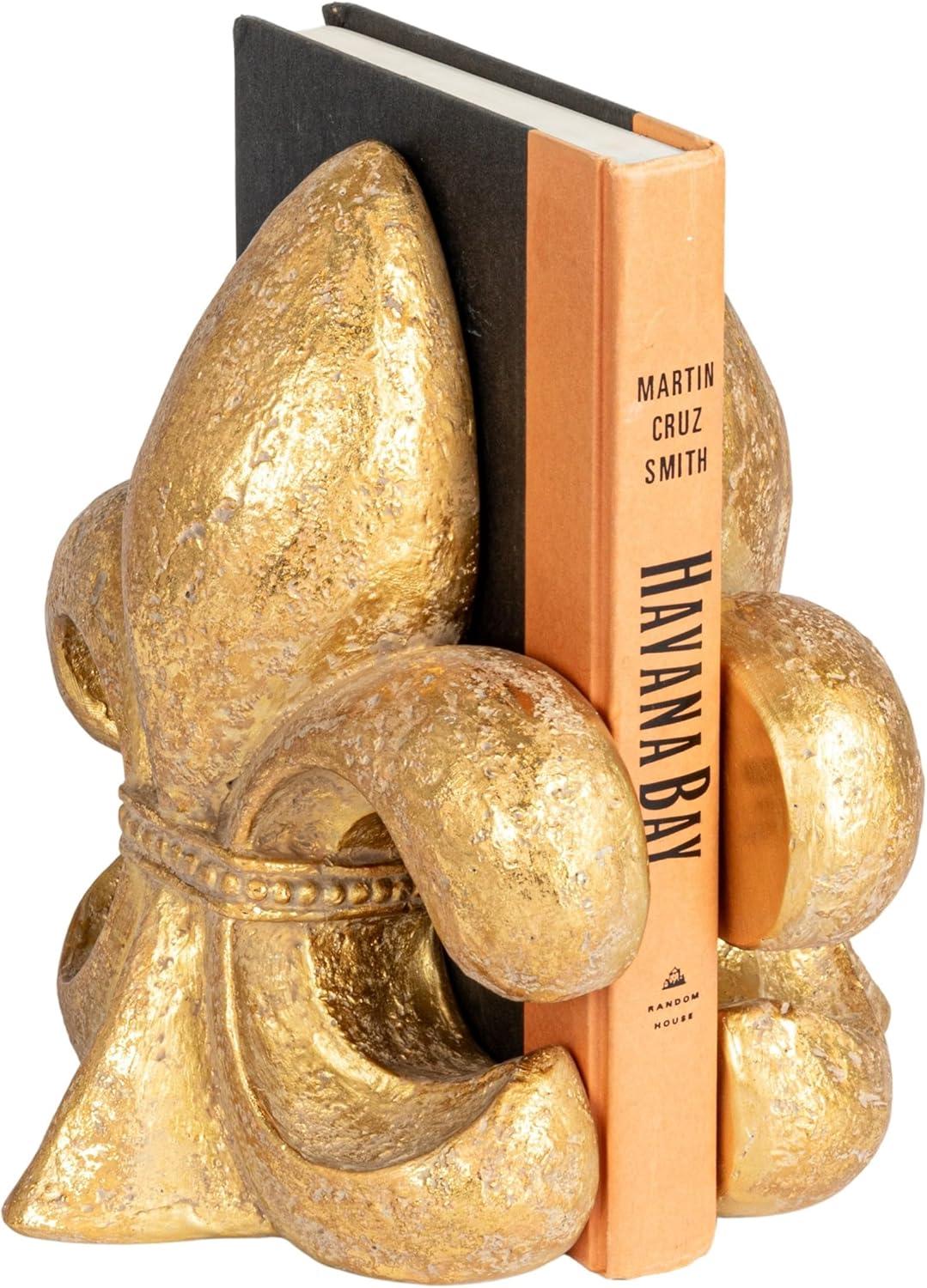 Gold Fleur de Lis Resin Decorative Bookends