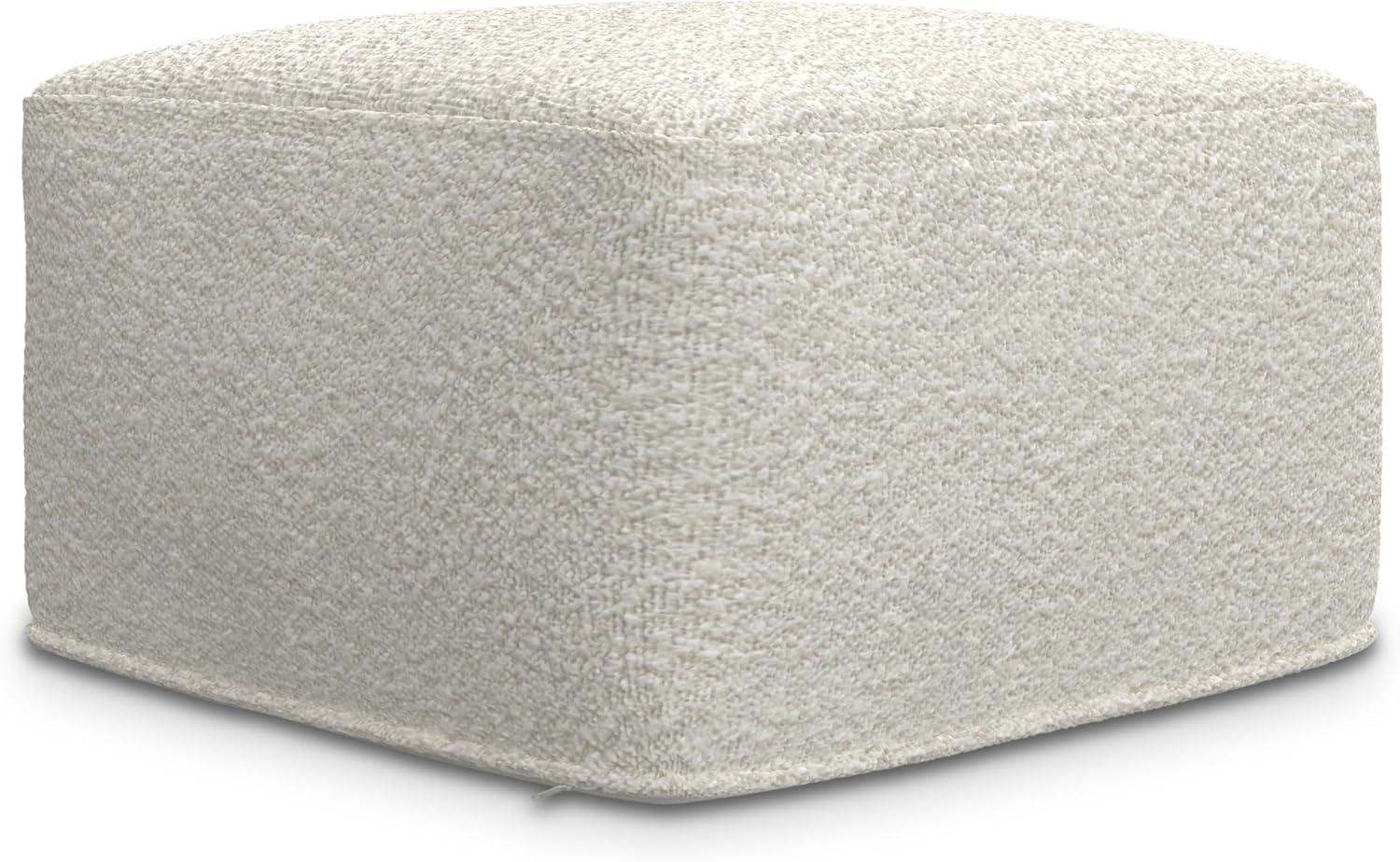 Ivory Boucle Square Pouf with Polystyrene Filling