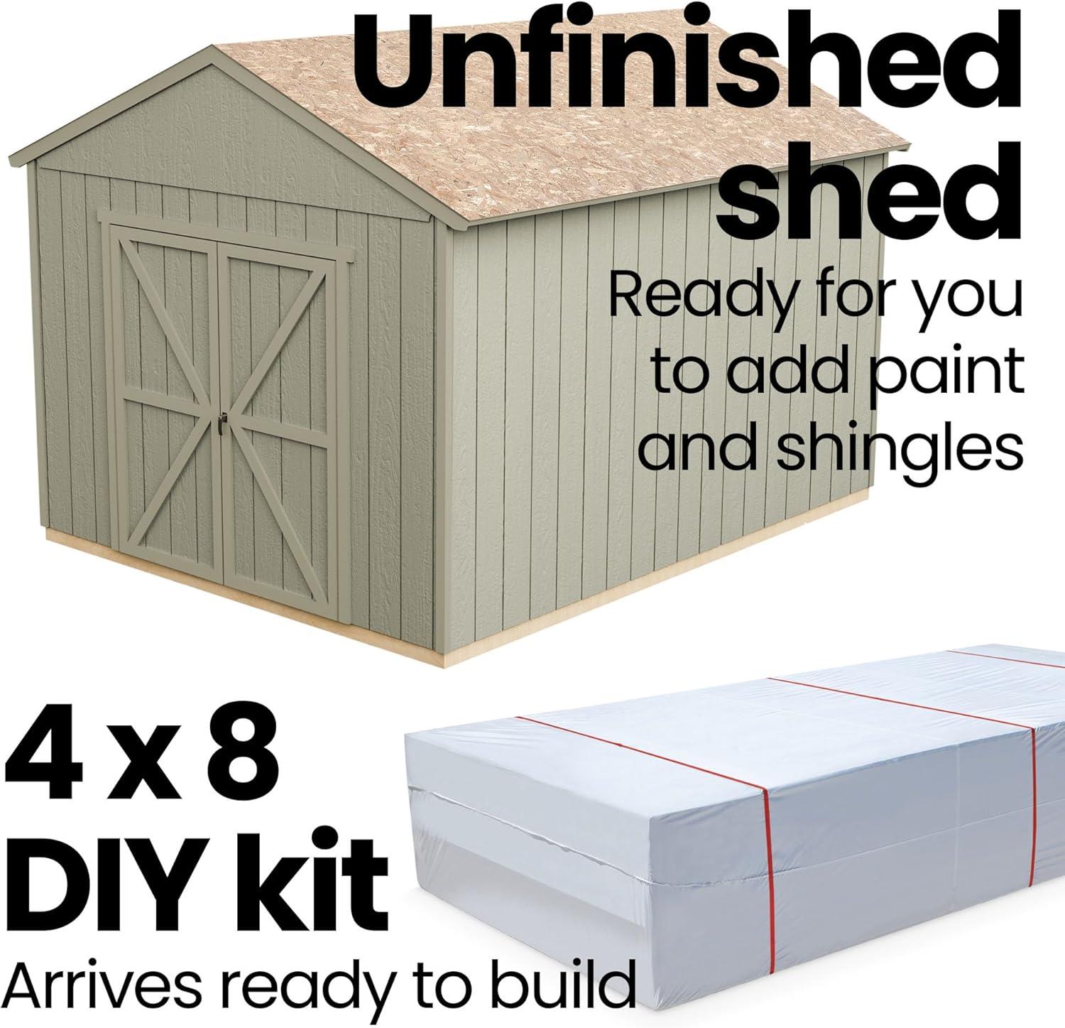 Beige 10' x 12' Wooden Storage Shed Kit with Windows