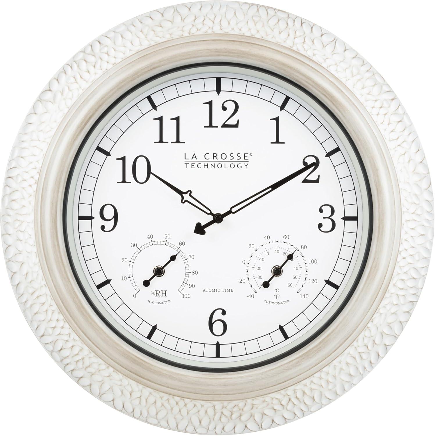 21" White-Washed Hammered Metal Analog Wall Clock