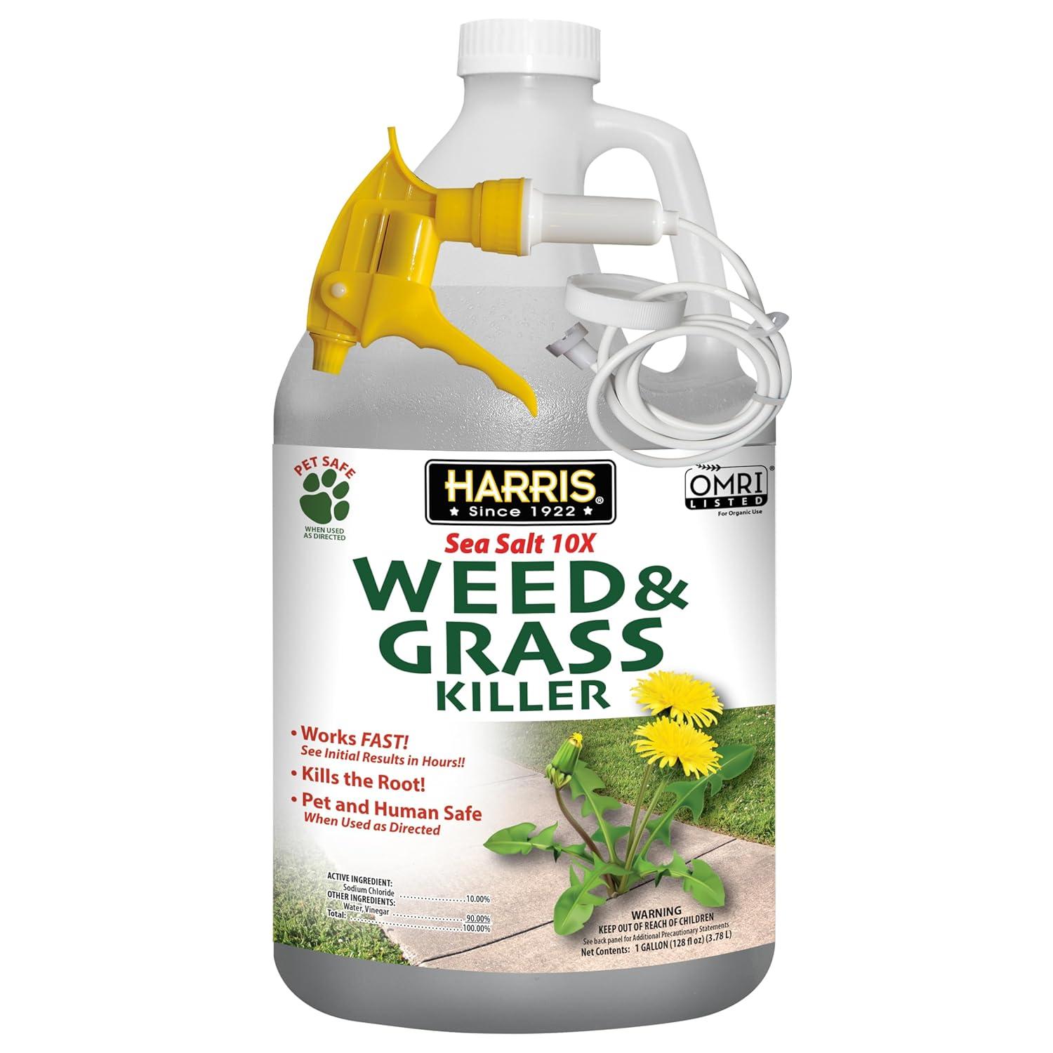 Harris Sea Salt 10X Organic Weed & Grass Killer, 1 Gallon
