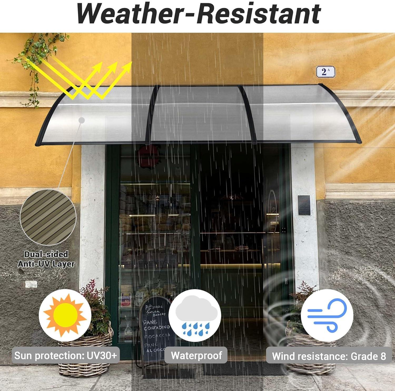 Yescom 38'' W x 9.8'' D Plastic Cover Retractable Patio Awning