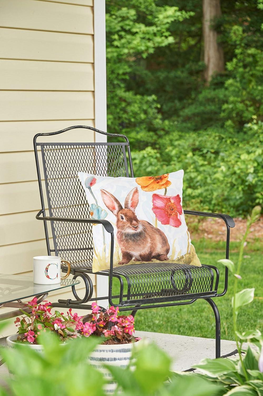 C&F Home 18" x 18" Sitting Bunny Easter Spring Themed Indoor/Outdoor Accent Throw Pillow
