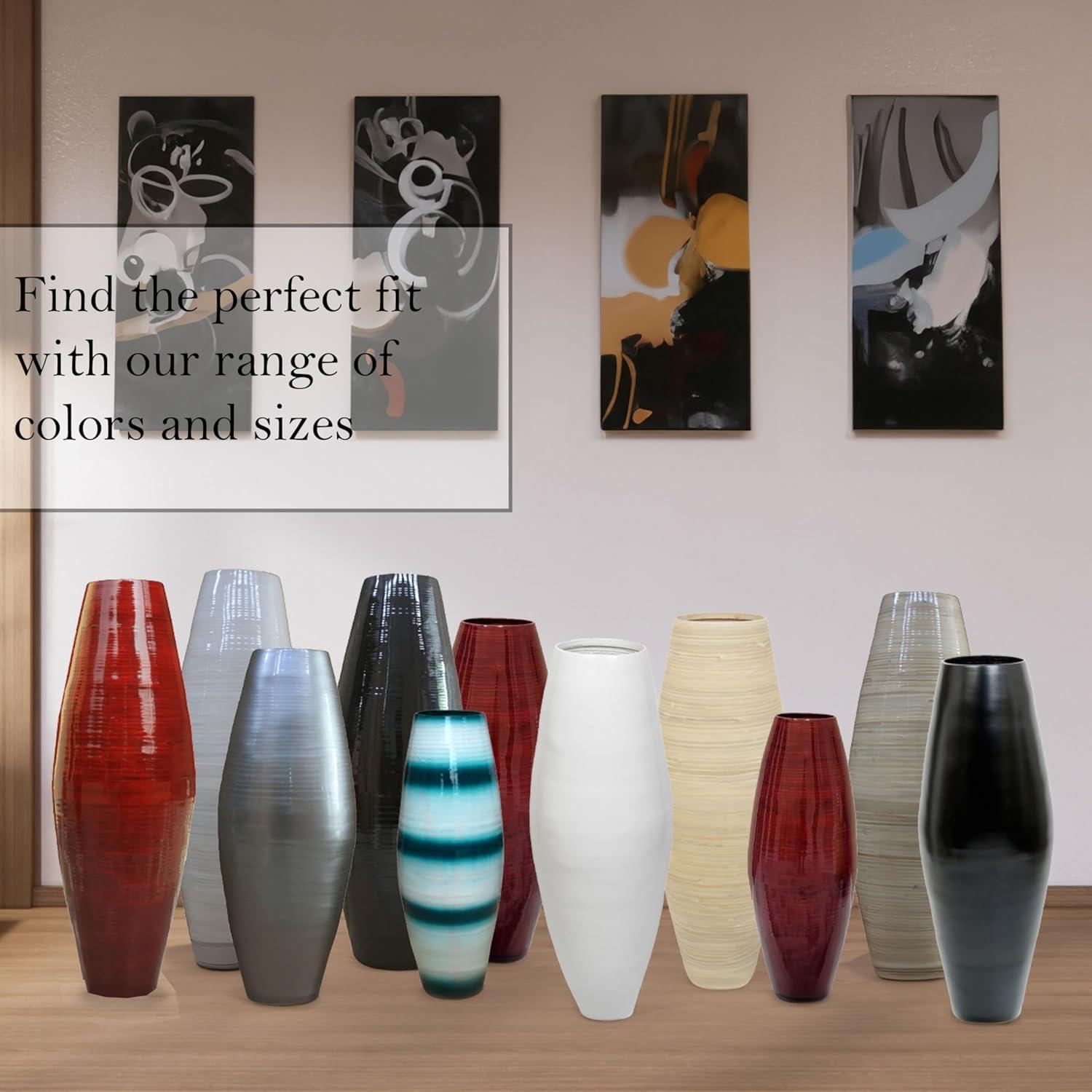 Uniquewise Handcrafted Tall Cylinder Bamboo Floor Vase – Elegant Decorative Accent for Home Offices, Hotel Lobbies, and Spa Spaces – Perfect Decor