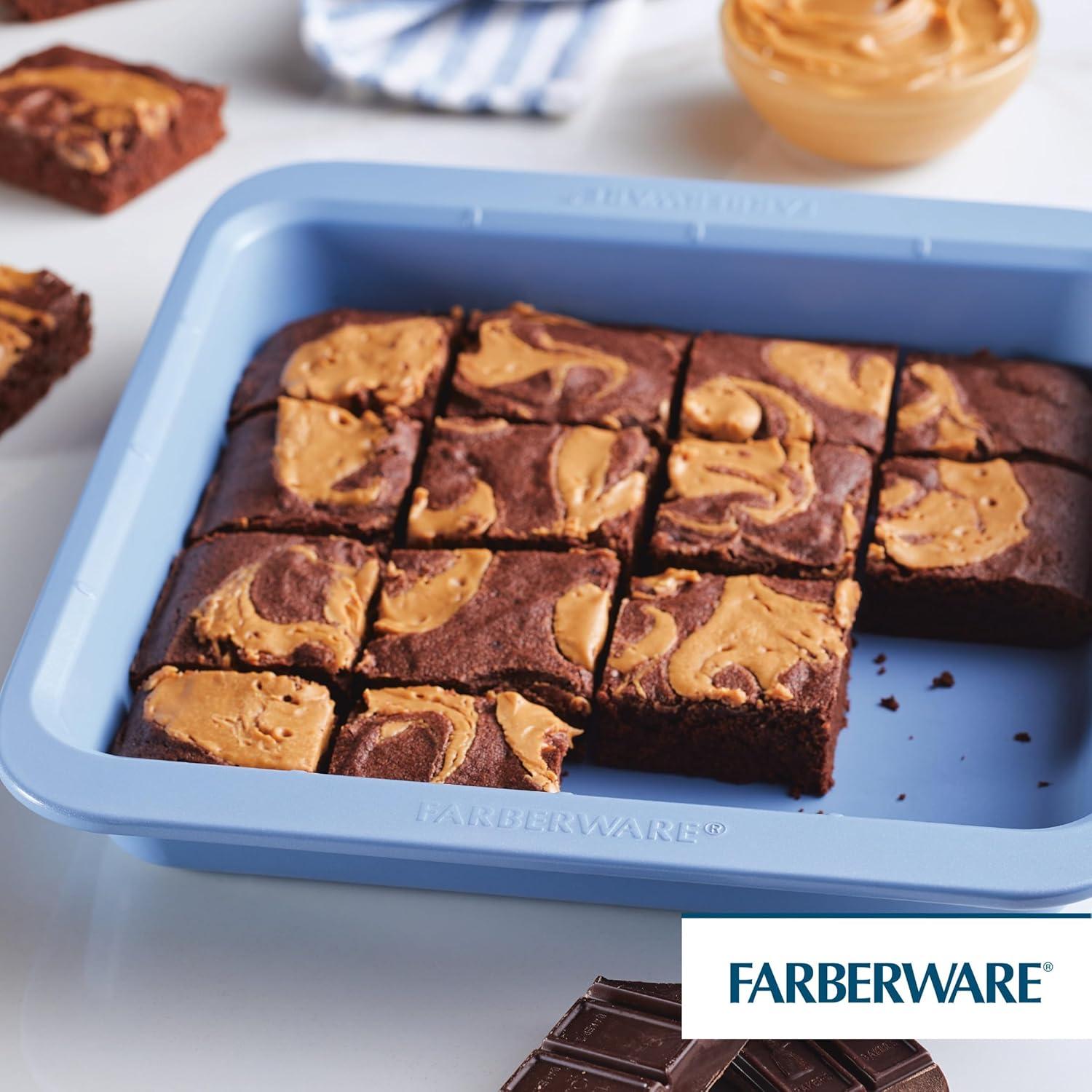 Farberware Farberware Easy Solutions Nonstick Bakeware Square Cake Pan, 9 Inch, Blue