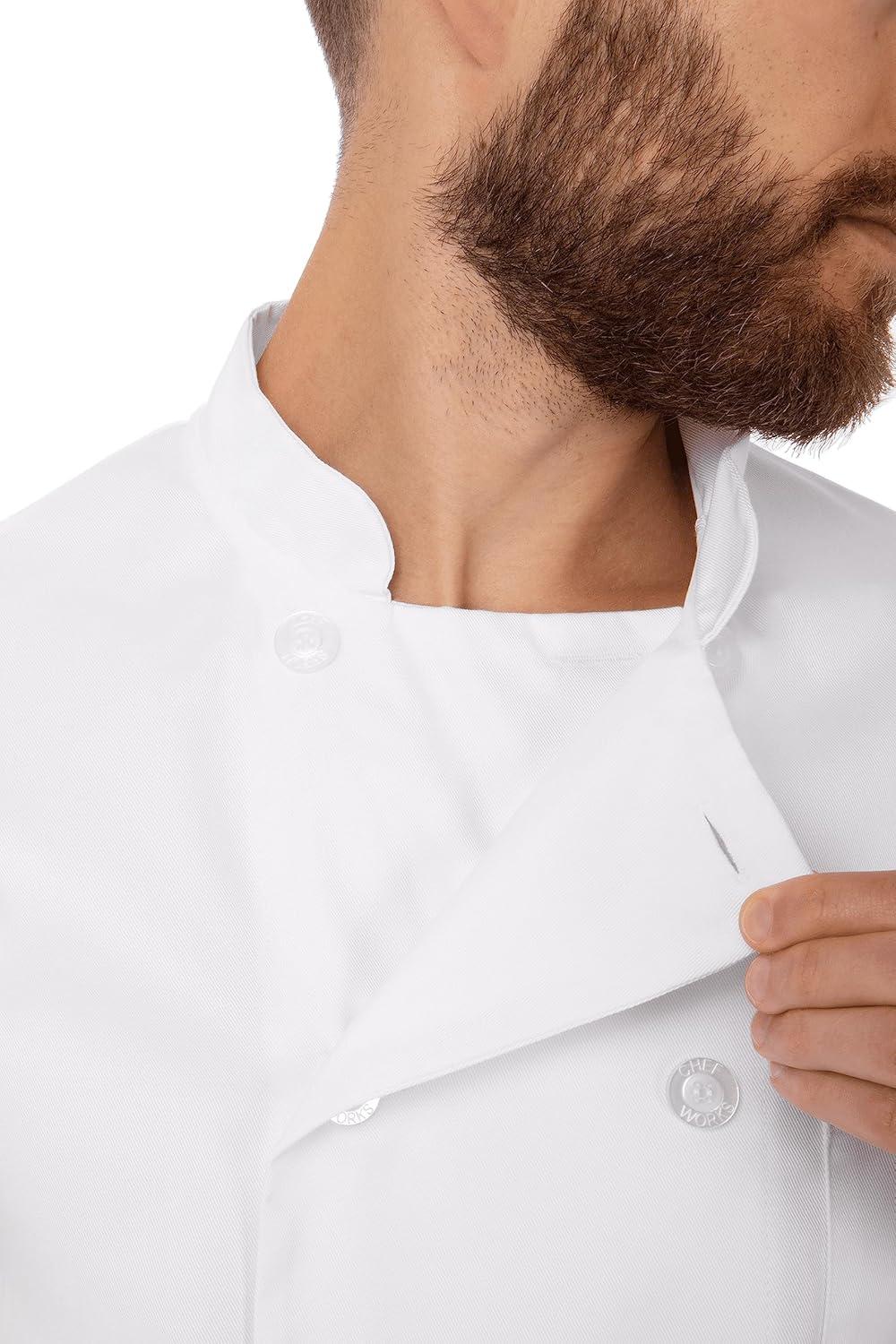 Men's White Long Sleeve Double-Breasted Chef Coat