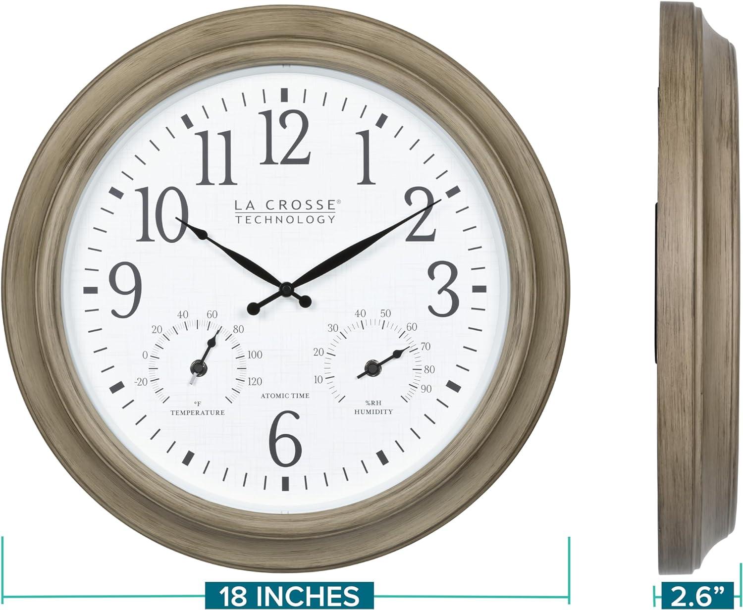 La Crosse Technology La Crosse 404-18027-INT 18" Outdoor Tan Atomic Analog Temp Wall Clock