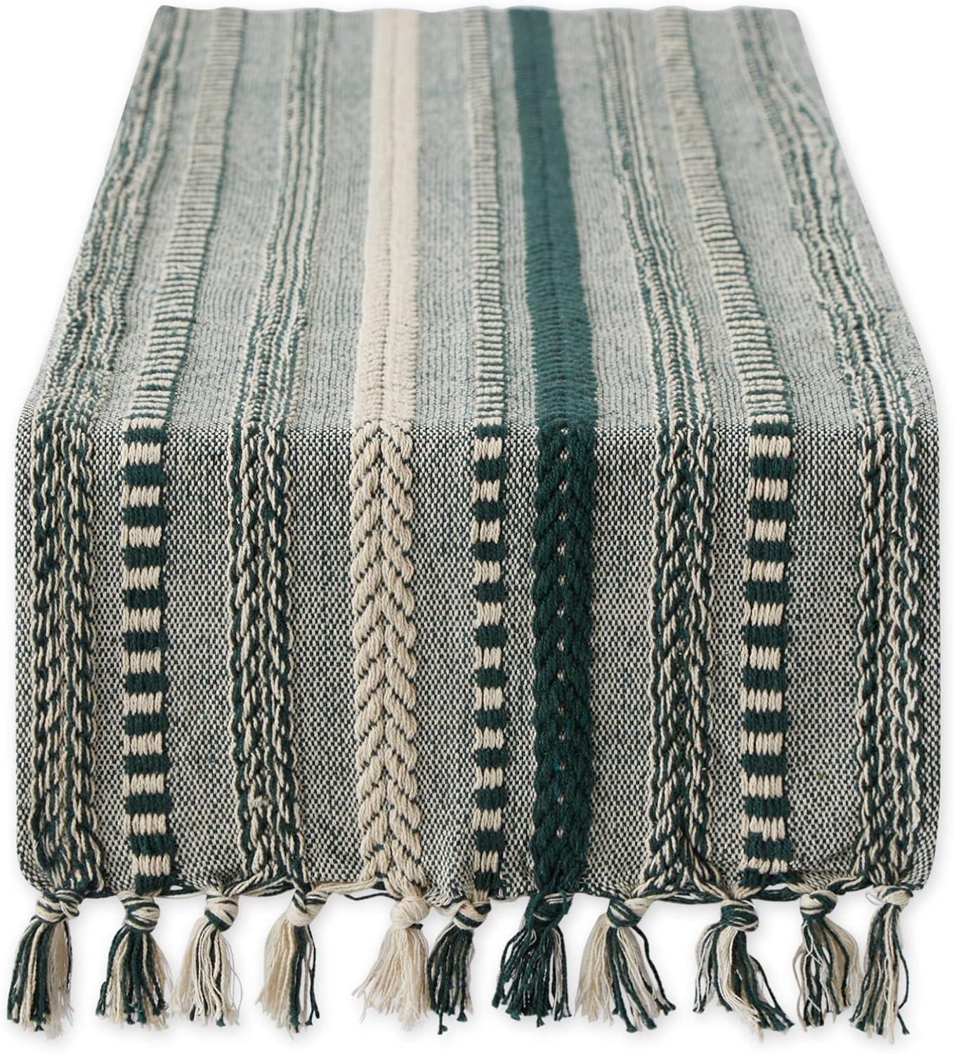 Dark Green Braided Stripe Table Runner 15x72