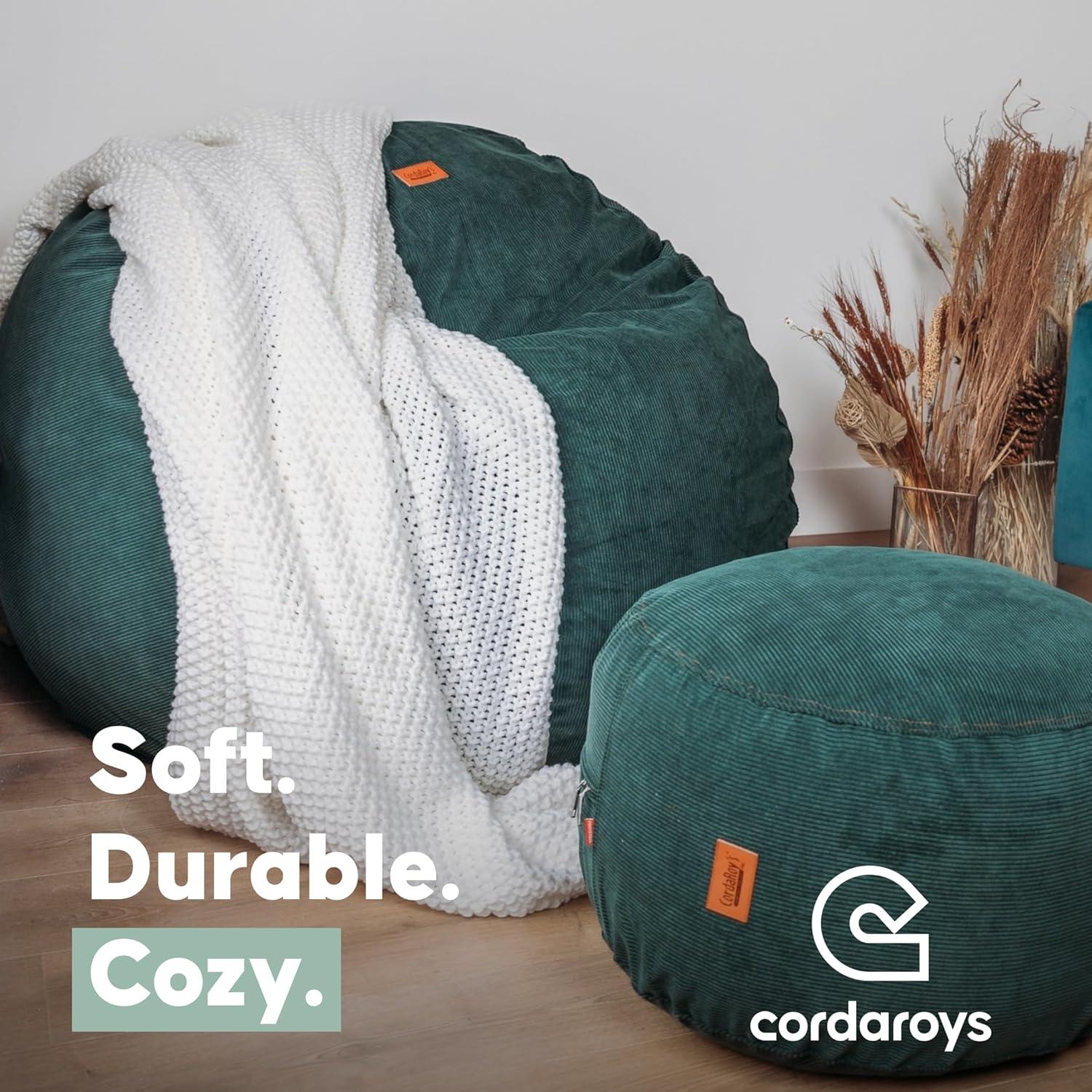 CordaRoy's Convertible Corduroy Full Size Bean Bag Chair, Khaki