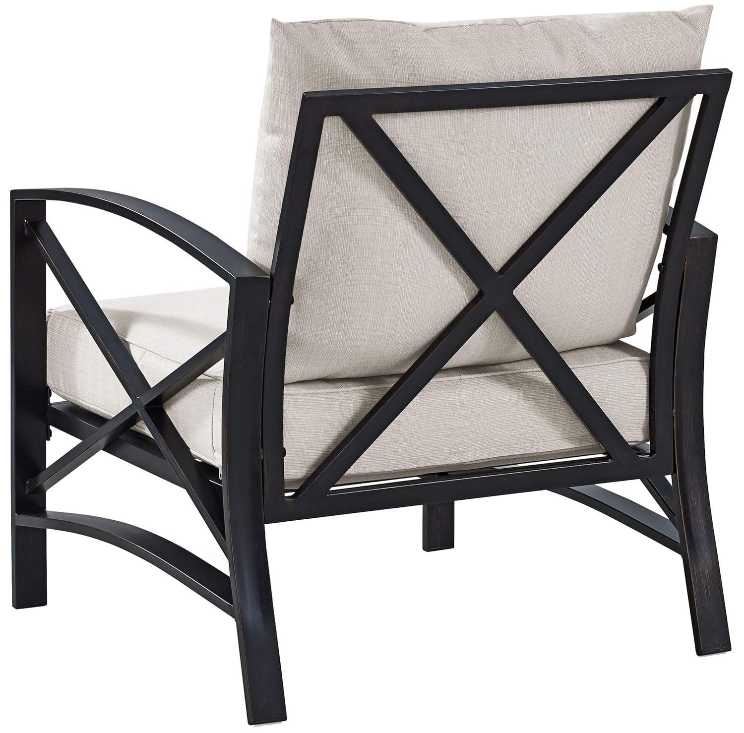 Kaplan Outdoor Arm Chair Oatmeal - Crosley: Patio Furniture, Steel Frame, Weather-Resistant
