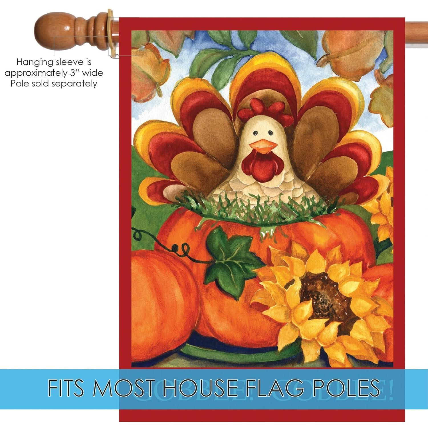 Toland Home Garden 28x40 Inch Double Sided Garden Flag Thanksgiving Flag, Autumn Turkey Fall Thanksgiving Garden Flag House Flag For Outdoor Yard Decoration