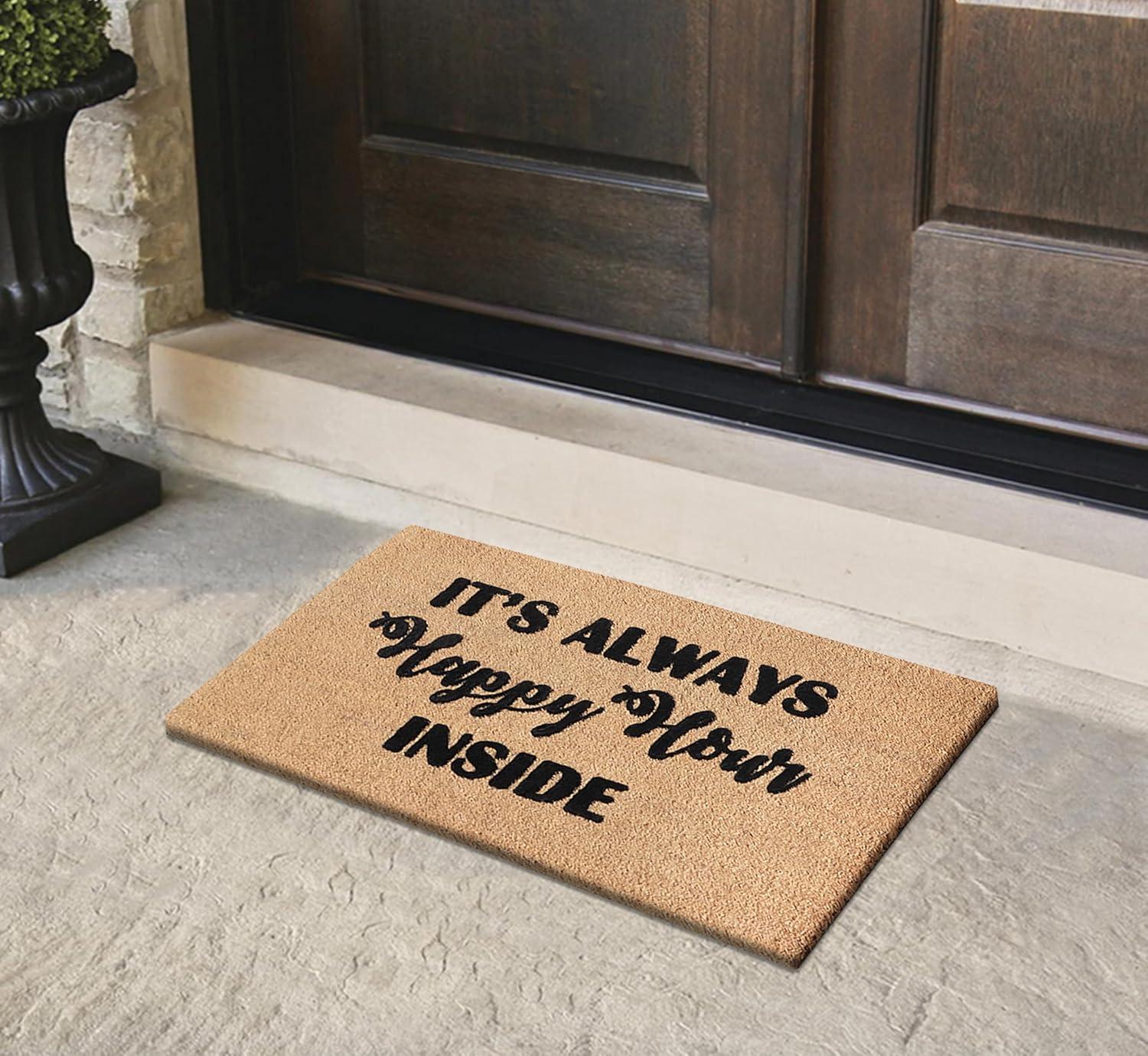 A1HC Natural Coir Flocked Doormat with Heavy Duty Non-Slip PVC Backing Easy to Clean, Fade Resistant, Pet Friendly Outdoor Welcome Mat, Low-Profile Durable Doormat 24"X36"