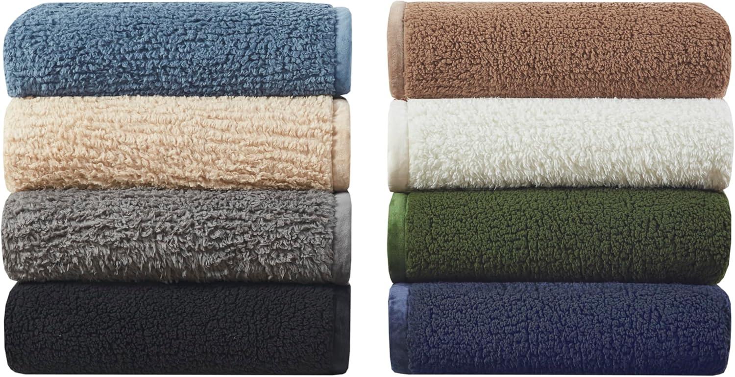 Twin Burlington Berber Bed Blanket Black