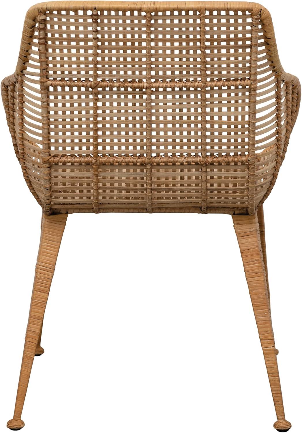 Bloomingville Hand-woven Rattan and Metal Arm Chair, Natural