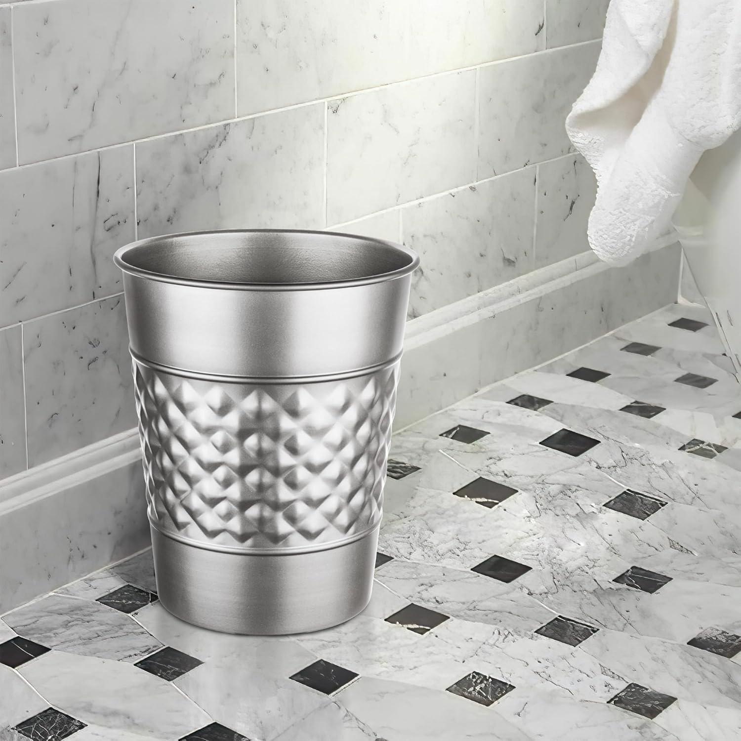 Monarch Abode Geometric Embossed Metal 1.7 Gallon Waste Basket