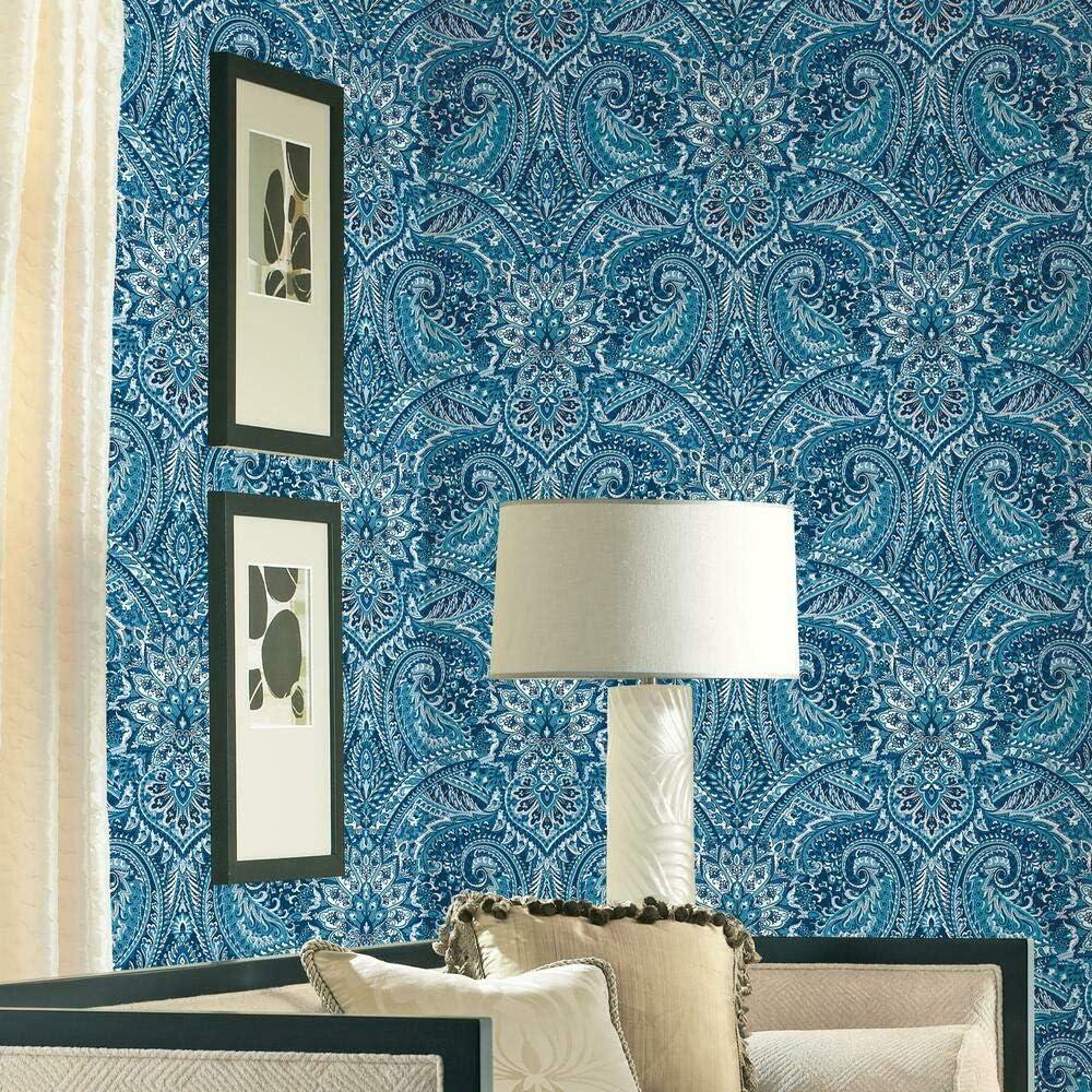 Blue and Gray Paisley Peel & Stick Wallpaper Roll