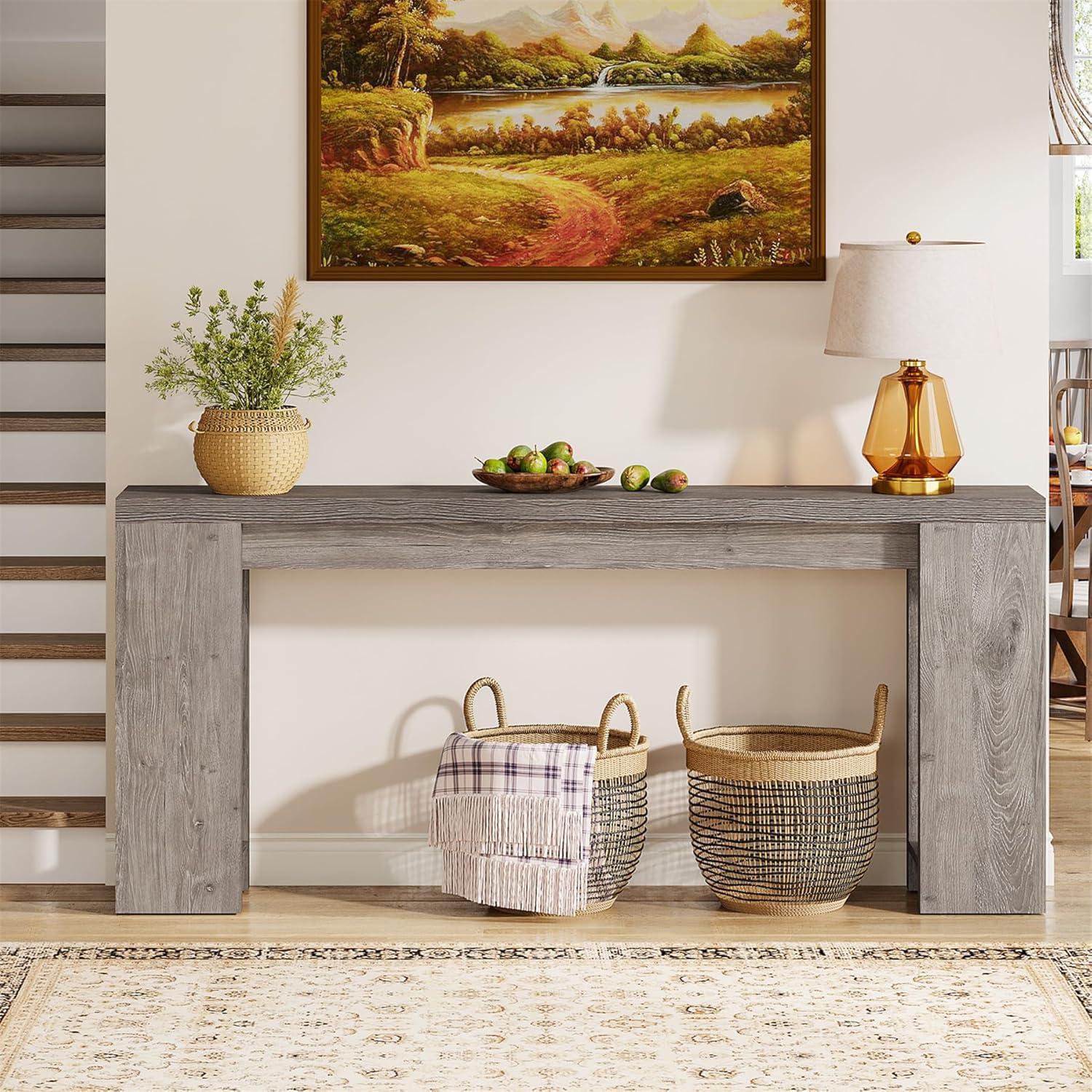 Millwood Pines 70.9" Console Table For Entryway, Farmhouse Wood Sofa Couch Tale