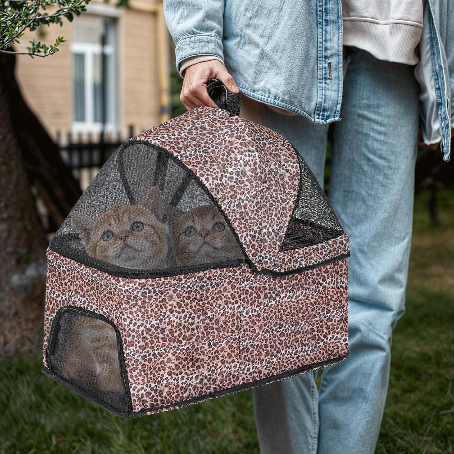 MoNiBloom Folding Pet Stroller, Foldable Dog Jogger Stroller with Detachable Carrier, Basket and Cup Holder