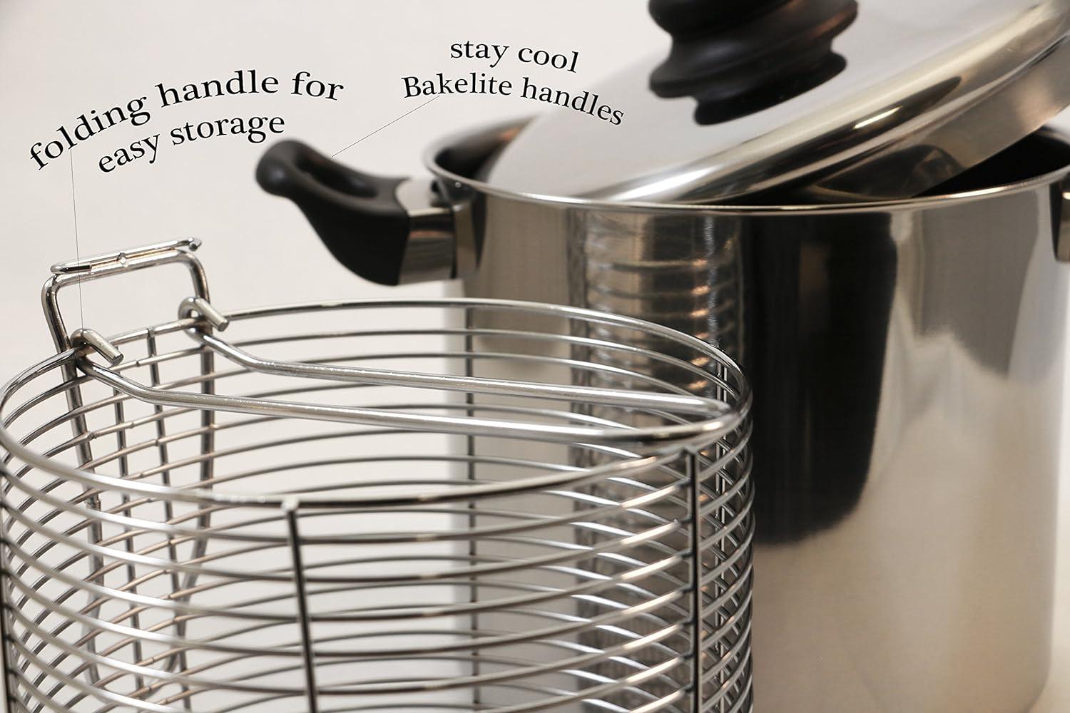 Excelsteel 6 Quart Silver Stainless Steel Deep Fryer Set