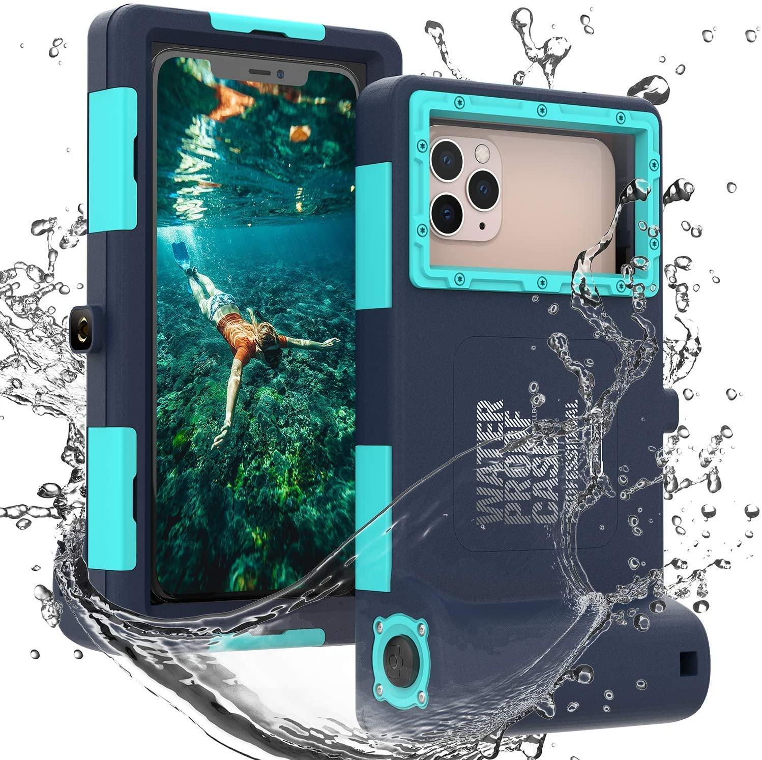 KOMI Professional Waterproof Underwater Snorkeling Phone Case for iPhone 11/8/7/6 Pro Max Mini Xr/X/Xs/Samsung Galaxy Note10/9/8/S10/9/8 Ultra Plus Professional screensizes Below 4.7inch Green