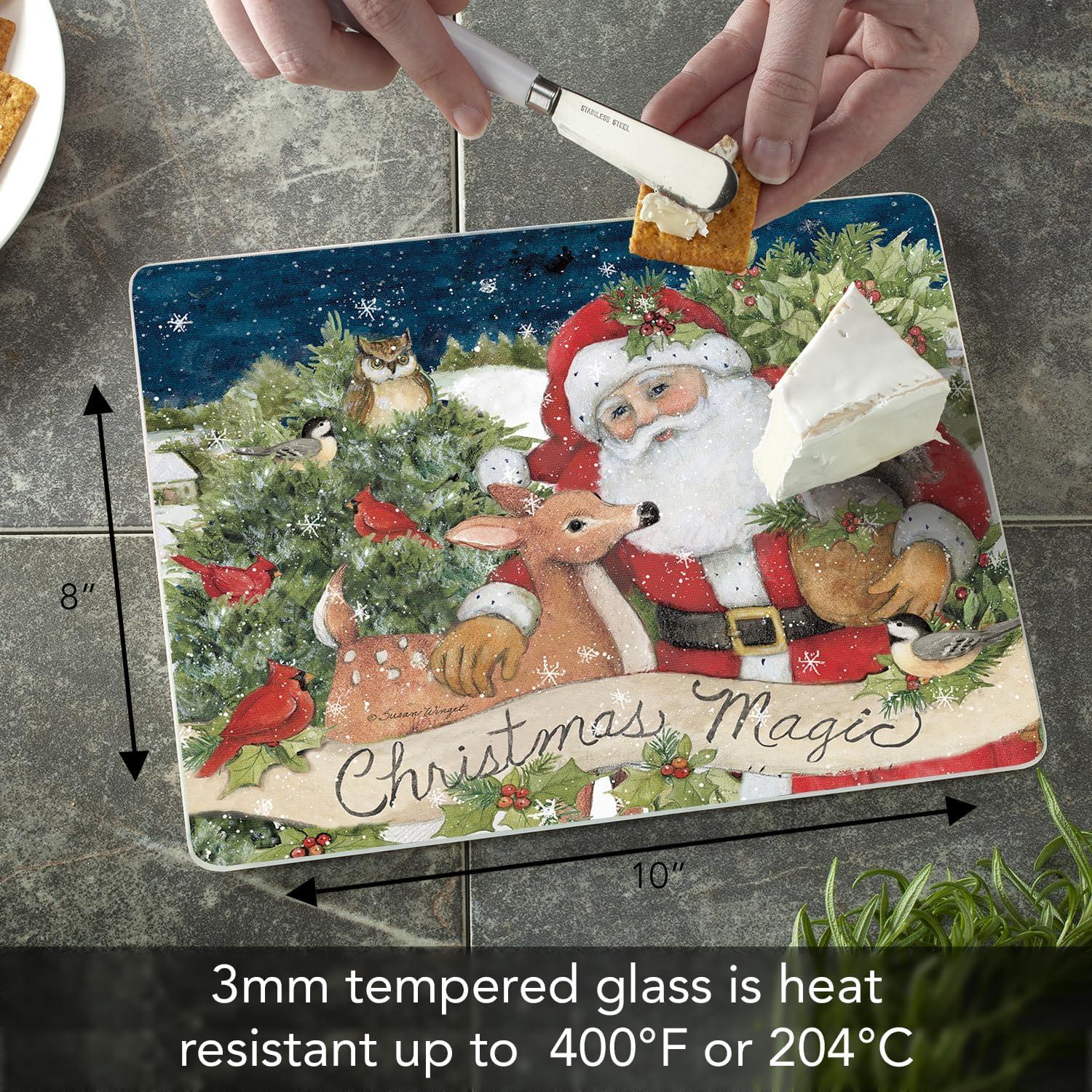 CounterArt Magic Of Christmas 3mm Glass Cutting Board 10” x 8”