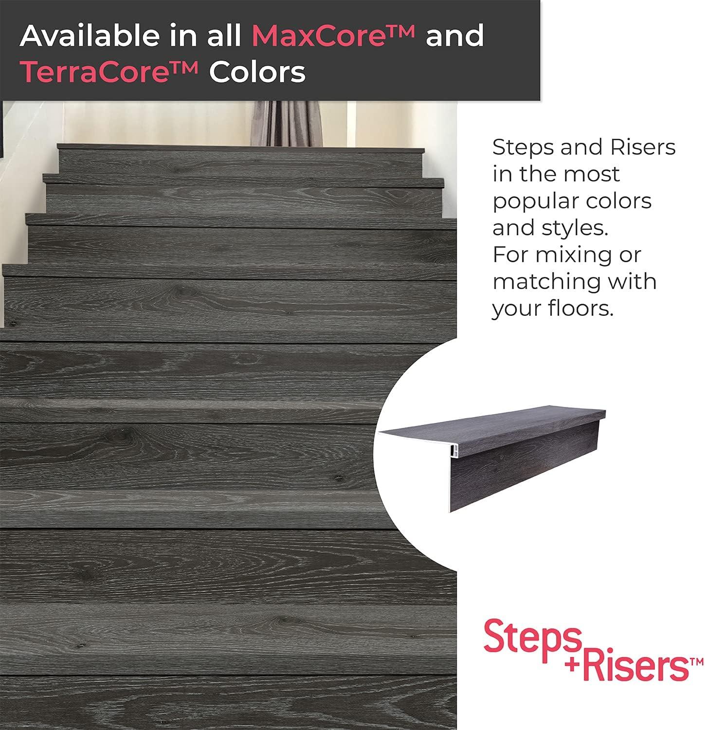 Gray Vinyl Wood-Look Stair Tread and Riser Combo