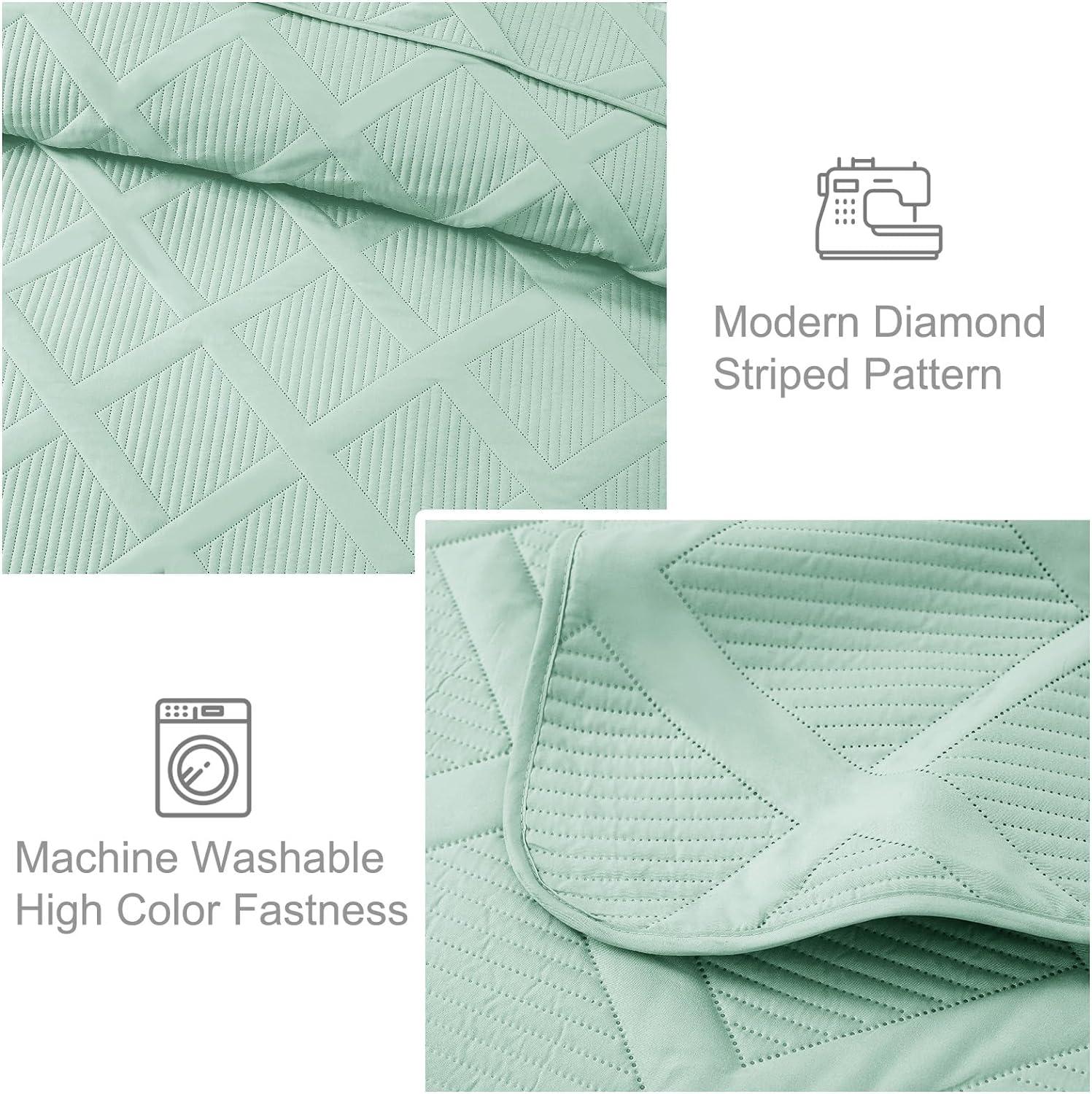 King Size Mint Green Microfiber Reversible Duvet Set