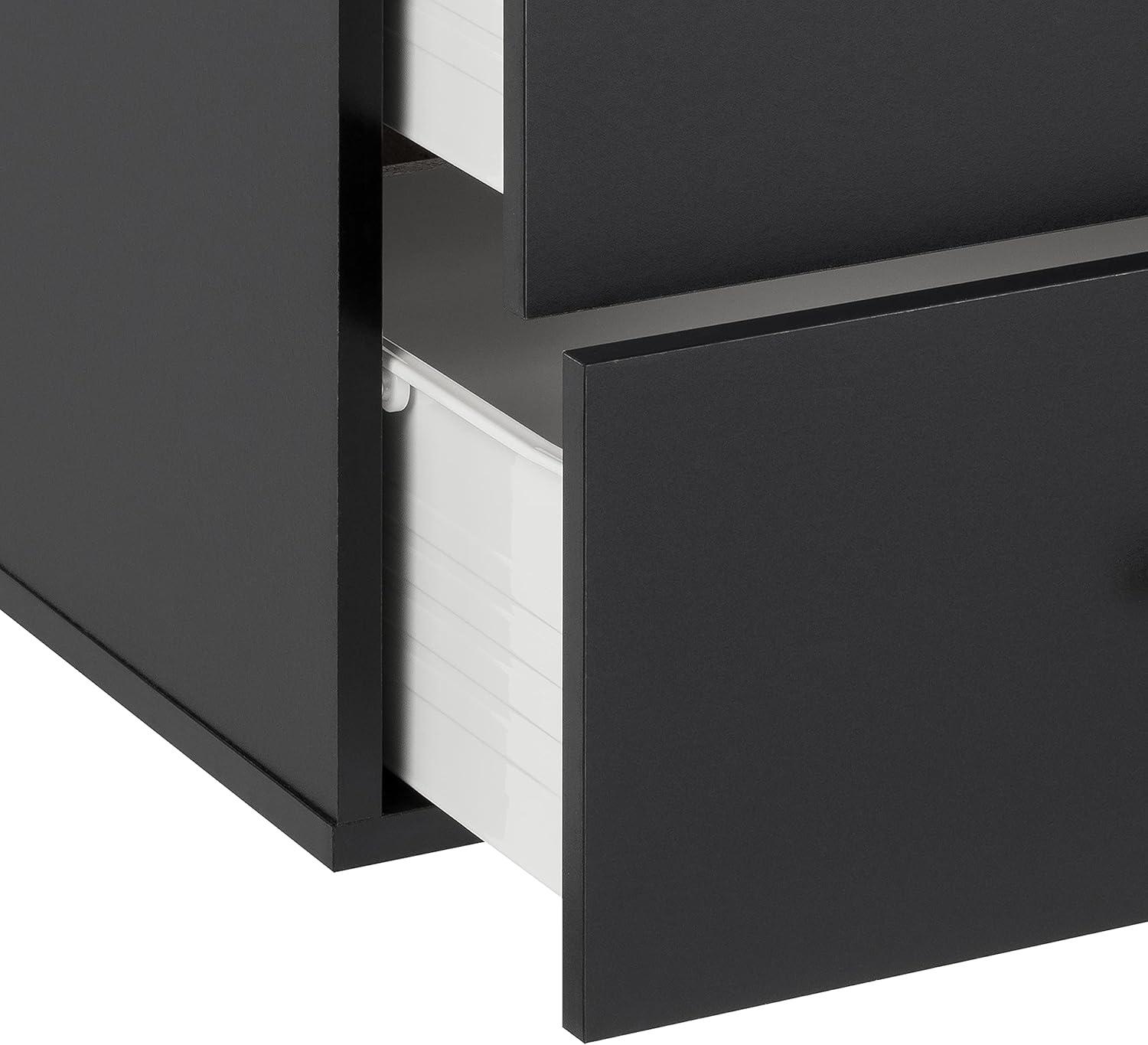 Versatile Wall-Mounted Black Laminated Composite Wood 3-Drawer Cabinet