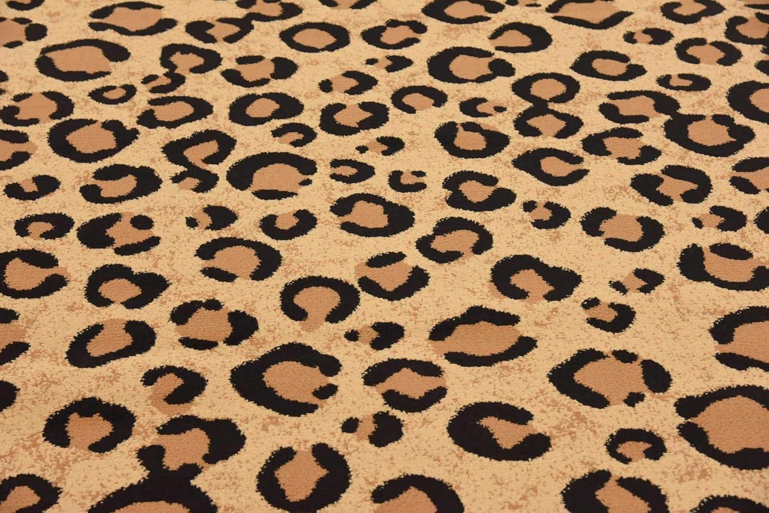 Unique Loom Wildlife Collection Area Rug - Leopard (7' 10" Square Light Brown/Black)