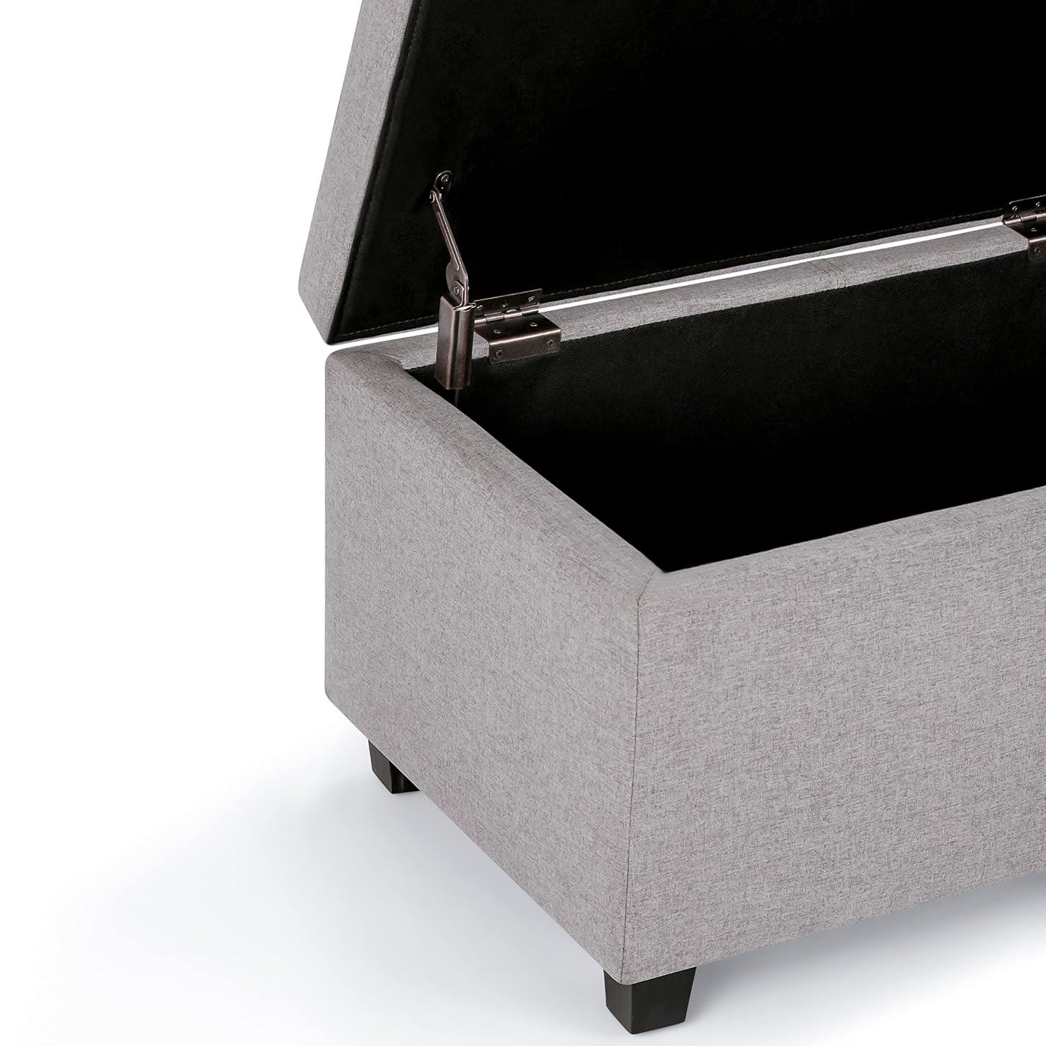 Simpli Home Avalon 48"W Upholstered Storage Ottoman Bench with Large Interior Storage