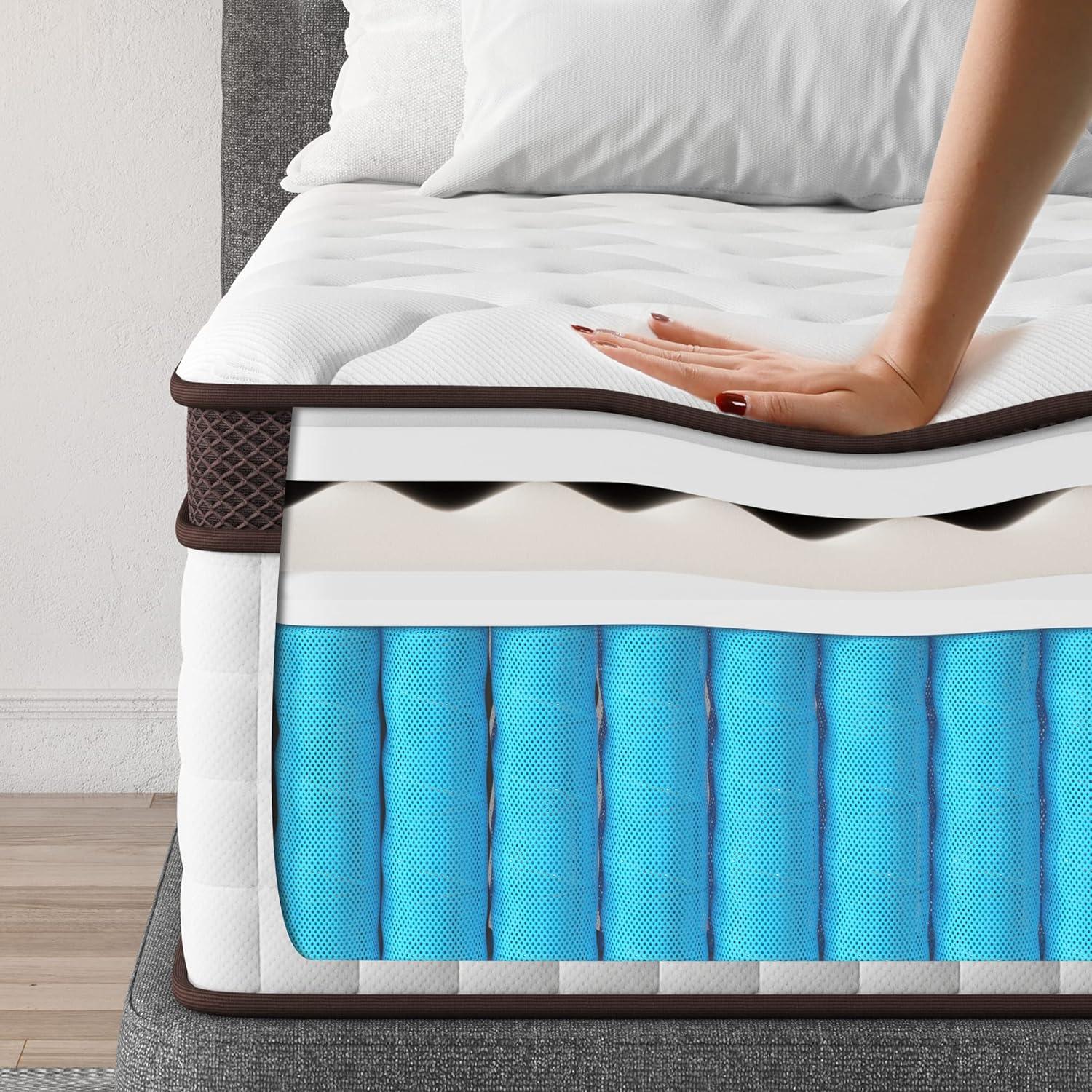 Full Hybrid Mattress with Memory Foam and Encased Coils