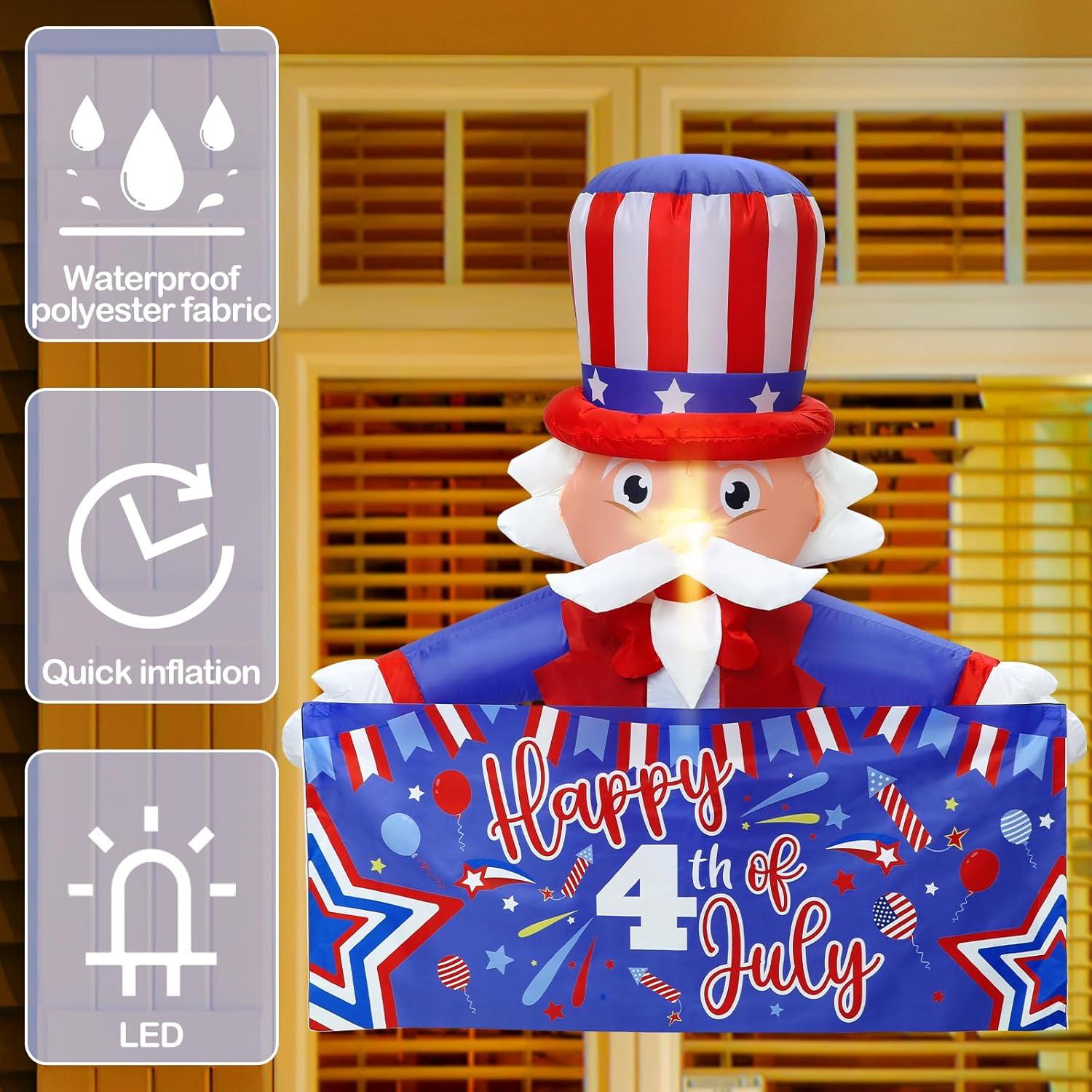 Gemmy Airblown Inflatable Uncle Sam, 4 ft Tall, Blue