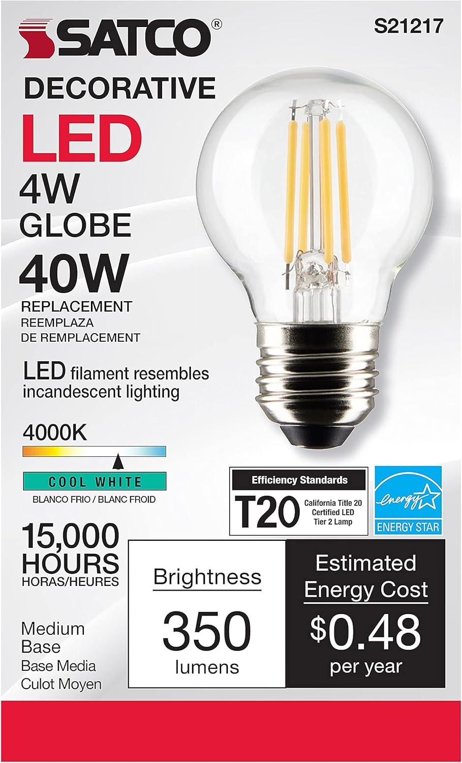 40 Watt Equivalent G16.5 E26/Medium (Standard) Dimmable 4000K LED Bulb