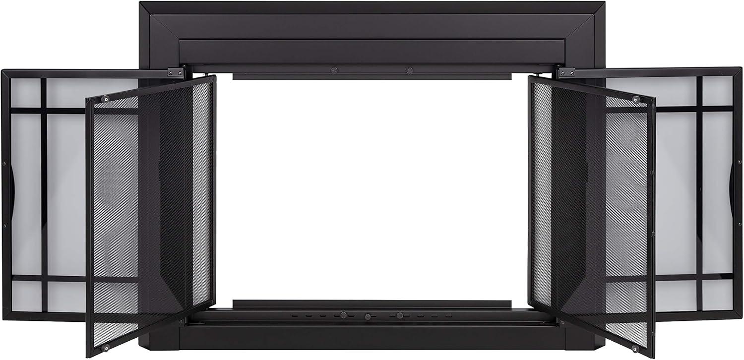 Pleasant Hearth Easton Black Fireplace Glass Firescreen Doors - Medium