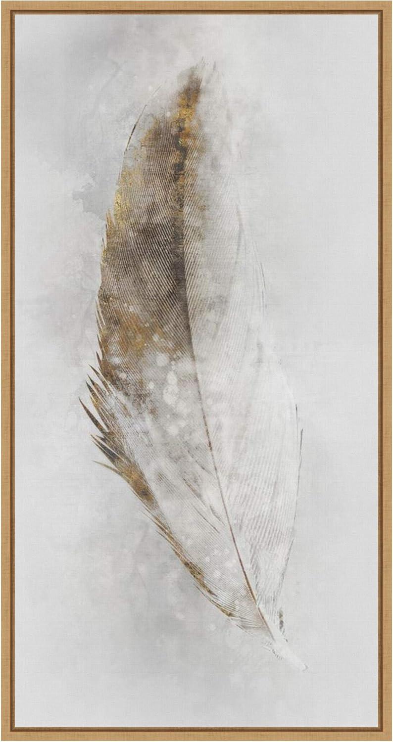 Amanti Art Golden Feather II by Ken Roko Canvas Wall Art Print Framed 14 x 27-in.