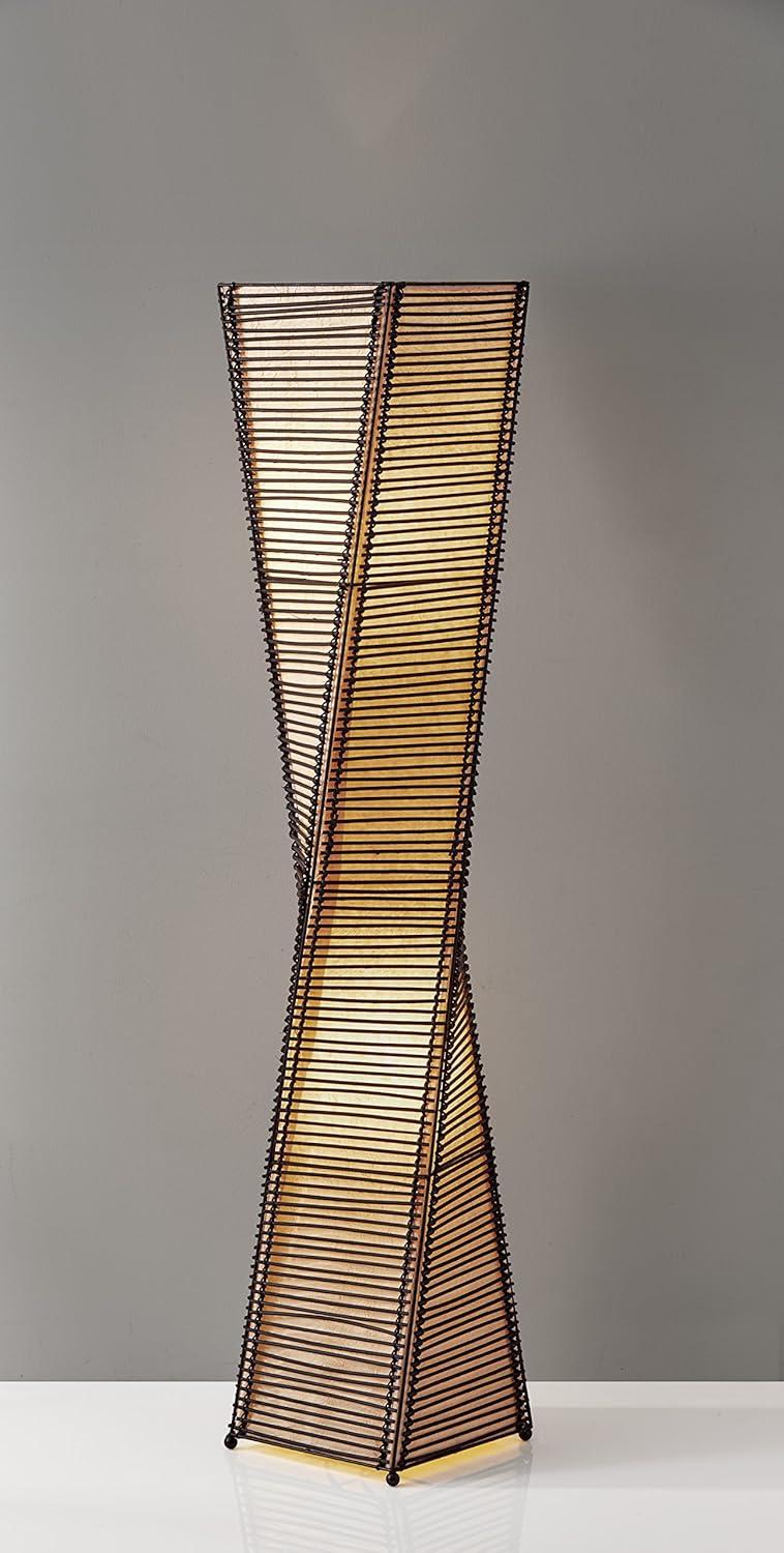 Stix Floor Lantern Black - Adesso: Twisting Cane Stick Design, ETL Listed, No Assembly Required